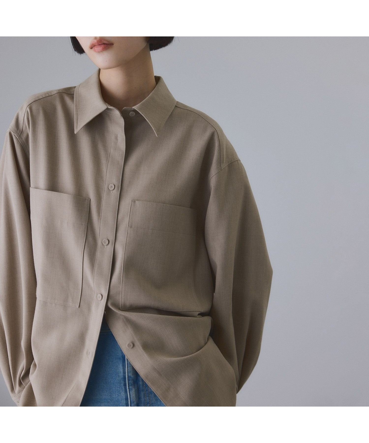 【アダム エ ロペ/ADAM ET ROPE'】のダブルポケットウールシャツ インテリア・キッズ・メンズ・レディースファッション・服の通販 founy(ファニー) 　ファッション　Fashion　レディースファッション　Fashion for Women　トップス・カットソー　Cut & Sew Tops　シャツ・ブラウス・オフィスカジュアル　Elegant Blouses & Button-Ups　インナー　Innerwear　キャミソール　Camisole, Spaghetti Strap Top　シンプル　Simple, Minimal　ツイル　Twist, Twisted Detail　パッチ　Patch, Appliqué　フロント　Front, Front Design　ポケット　Pocket, Pocket Detail　おすすめ　Recommended / Our Picks　2025年　2025　2025-2026秋冬・A/W　Autumn/Winter 2025–26 AW25–26　ベージュ(27)|ID: prp329100004766005 ipo3291000000035038251