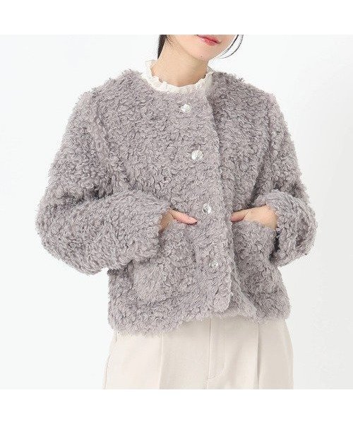 【ストロベリーフィールズ/STRAWBERRY FIELDS】の【プレゼント対象】フェイクファージャケット インテリア・キッズ・メンズ・レディースファッション・服の通販 founy(ファニー) 　ファッション　Fashion　レディースファッション　Fashion for Women　アウター　Coat / Outerwear Collection　レディースジャケット・軽アウター　Jackets　ライトグレー2|ID: prp329100004766025 ipo3291000000034506898