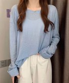 【ミニミニストア/miniministore】のシアートップス重ね着クルーネックTシャツ 人気、トレンドファッション・服の通販 founy(ファニー) ファッション Fashion レディースファッション Fashion for Women トップス・カットソー Cut & Sew Tops シャツ・ブラウス・オフィスカジュアル Elegant Blouses & Button-Ups ロングTシャツ・Tシャツ Longline T-Shirts & Tees カットソー Cut and Sewn Top ショルダー Shoulder, Shoulder Strap ショート Short, Short Length ドロップ Drop Shoulder, Dropped Style ラベンダー Lavender リラックス Relax, Relaxed Fit 夏 Summer 春 Spring S/S・春夏 SS, Spring/Summer, Warm Season 無地 Plain, Solid Color 長袖 Long Sleeve, Full Sleeve thumbnail ブルー|ID: prp329100004766056 ipo3291000000034507708