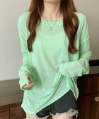 【ミニミニストア/miniministore】のシアートップス重ね着クルーネックTシャツ 人気、トレンドファッション・服の通販 founy(ファニー) ファッション Fashion レディースファッション Fashion for Women トップス・カットソー Cut & Sew Tops シャツ・ブラウス・オフィスカジュアル Elegant Blouses & Button-Ups ロングTシャツ・Tシャツ Longline T-Shirts & Tees カットソー Cut and Sewn Top ショルダー Shoulder, Shoulder Strap ショート Short, Short Length ドロップ Drop Shoulder, Dropped Style ラベンダー Lavender リラックス Relax, Relaxed Fit 夏 Summer 春 Spring S/S・春夏 SS, Spring/Summer, Warm Season 無地 Plain, Solid Color 長袖 Long Sleeve, Full Sleeve thumbnail グリーン|ID: prp329100004766056 ipo3291000000034507710