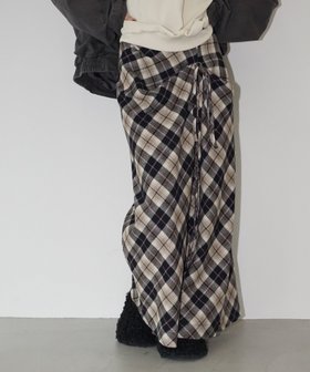 【チュクラ/chuclla】のフロントギャザーチェックスカート chw25a099 人気、トレンドファッション・服の通販 founy(ファニー) ファッション Fashion レディースファッション Fashion for Women スカート Skirts ギャザー Gathered, Ruffled チェック Check, Plaid, Tartan ドレープ Drape, Draping Fabric ポケット Pocket, Pocket Detail リラックス Relax, Relaxed Fit ループ Loop, Loop Knit ロング Long, Long-Length |ID:prp329100004766110