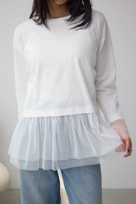 【アズール バイ マウジー/AZUL by moussy】のアソートレイヤードペプラムトップス 人気、トレンドファッション・服の通販 founy(ファニー) ファッション Fashion レディースファッション Fashion for Women トップス・カットソー Cut & Sew Tops おすすめ Recommended / Our Picks インナー Innerwear ショート Short, Short Length スウェット / スエット Sweatshirt, Sweatwear チュール Tulip, Tulip Motif デニム Denim, Jeans Material ドッキング Docking, Mixed Material ボトム Bottoms, Lower Wear ミックス Mix, Mixed Style |ID:prp329100004766115