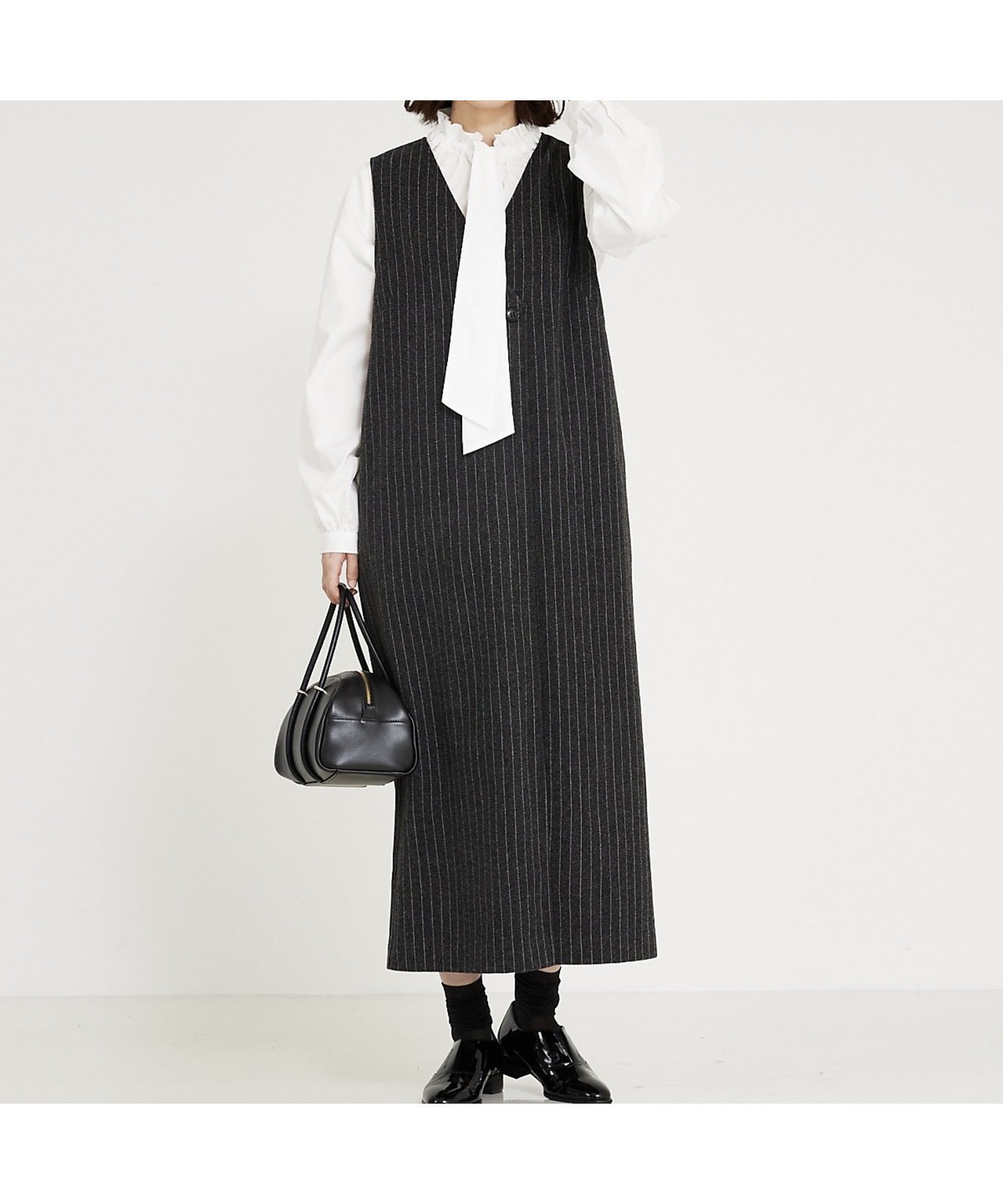 【アバハウスマヴィ/abahouse mavie】の【大人のいちまんワンピ】ウォームジャージージレ風ジャンスカ インテリア・キッズ・メンズ・レディースファッション・服の通販 founy(ファニー) 　ファッション　Fashion　レディースファッション　Fashion for Women　アウター　Coat / Outerwear Collection　おすすめ　Recommended / Our Picks　インナー　Innerwear　ウォーム　Warm Fabric　オケージョン　Occasion Wear　カットソー　Cut and Sewn Top　シンプル　Simple, Minimal　ストライプ　Stripe, Striped Pattern　ストレッチ　Stretch, Stretchy Fabric　人気　Popular, Best Seller　ビジネス 仕事 通勤　Business / Work / Commuting　冬　Winter / This Winter　無地　Plain, Solid Color　チャコールグレー|ID: prp329100004766146 ipo3291000000034508618