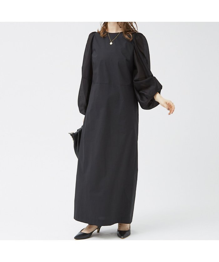 【ルージュヴィフラクレ/Rouge vif la cle】のバルーンシアースリーブワンピース インテリア・キッズ・メンズ・レディースファッション・服の通販 founy(ファニー) https://founy.com/ ファッション Fashion レディースファッション Fashion for Women ワンピース Dresses シンプル Simple, Minimal ストレート Straight, Straight Cut トレンド Trend, Trending Now リラックス Relax, Relaxed Fit |ID: prp329100004766152 ipo3291000000034508653