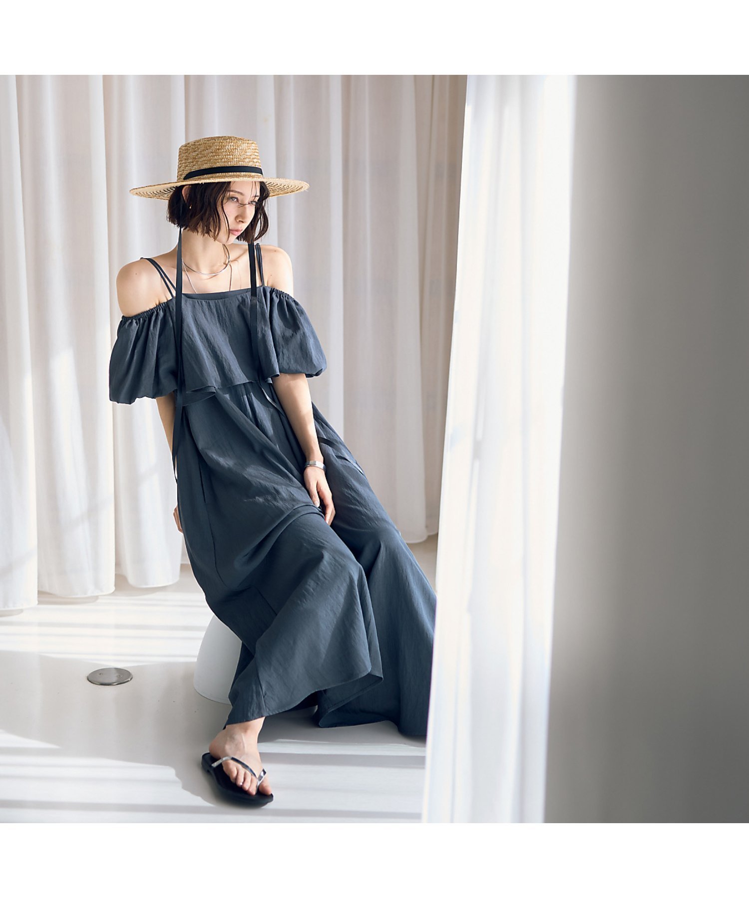 【ルージュヴィフラクレ/Rouge vif la cle】の【一部店舗限定】【2点セット】ビスチェ*キャミワンピ SETUP インテリア・キッズ・メンズ・レディースファッション・服の通販 founy(ファニー) 　ファッション　Fashion　レディースファッション　Fashion for Women　ワンピース　Dresses　キャミソールワンピース　Camisole Dresses　インナー　Innerwear　キャミワンピース　Cami Dress, Slip Dress　シンプル　Simple, Minimal　セットアップ　Set-Up, Coordinated Outfit　パターン　Pattern, Design Print　ビスチェ　Bustier, Corset Top　フェミニン　Feminine, Girly　フレア　Flare, Flared　ロング　Long, Long-Length　夏　Summer　春　Spring　S/S・春夏　SS, Spring/Summer, Warm Season　チャコールグレー|ID: prp329100004766166 ipo3291000000034508745