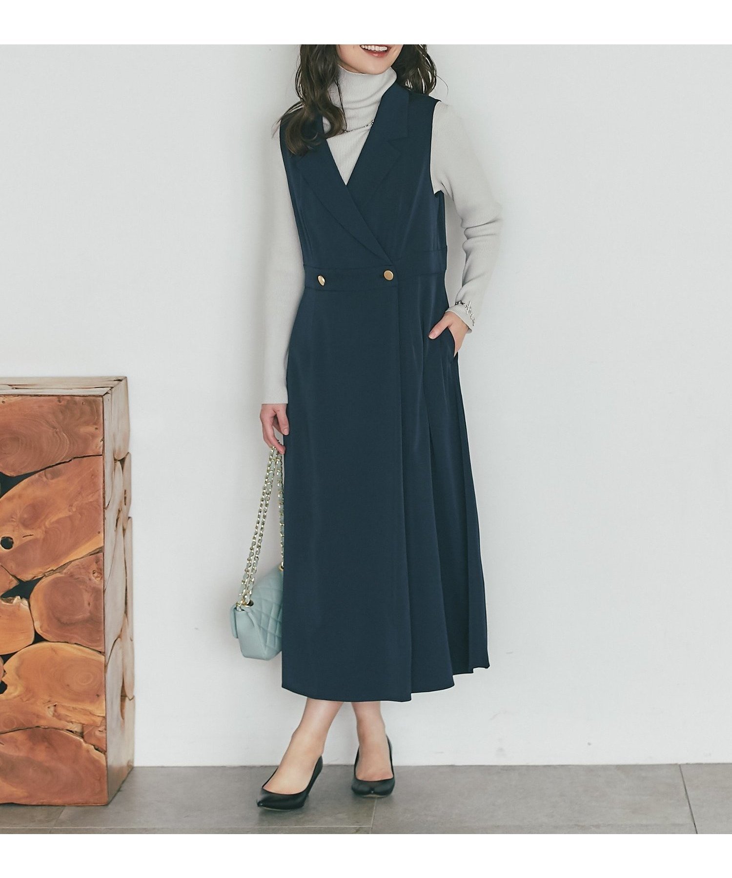 【ラブティックボンボン/La boutique BonBon】のテーラードジャンスカ 人気、トレンドファッション・服の通販 founy(ファニー) 　ファッション　Fashion　レディースファッション　Fashion for Women　おすすめ　Recommended / Our Picks　インナー　Innerwear　カットソー　Cut and Sewn Top　ジョーゼット　Georgette, Semi-Sheer Fabric　ノースリーブ　Sleeveless, No-Sleeve　ポケット　Pocket, Pocket Detail　ラップ　Wrap, Wrap Design　エレガント 上品　Elegant　 other-1|ID: prp329100004766187 ipo3291000000034508901