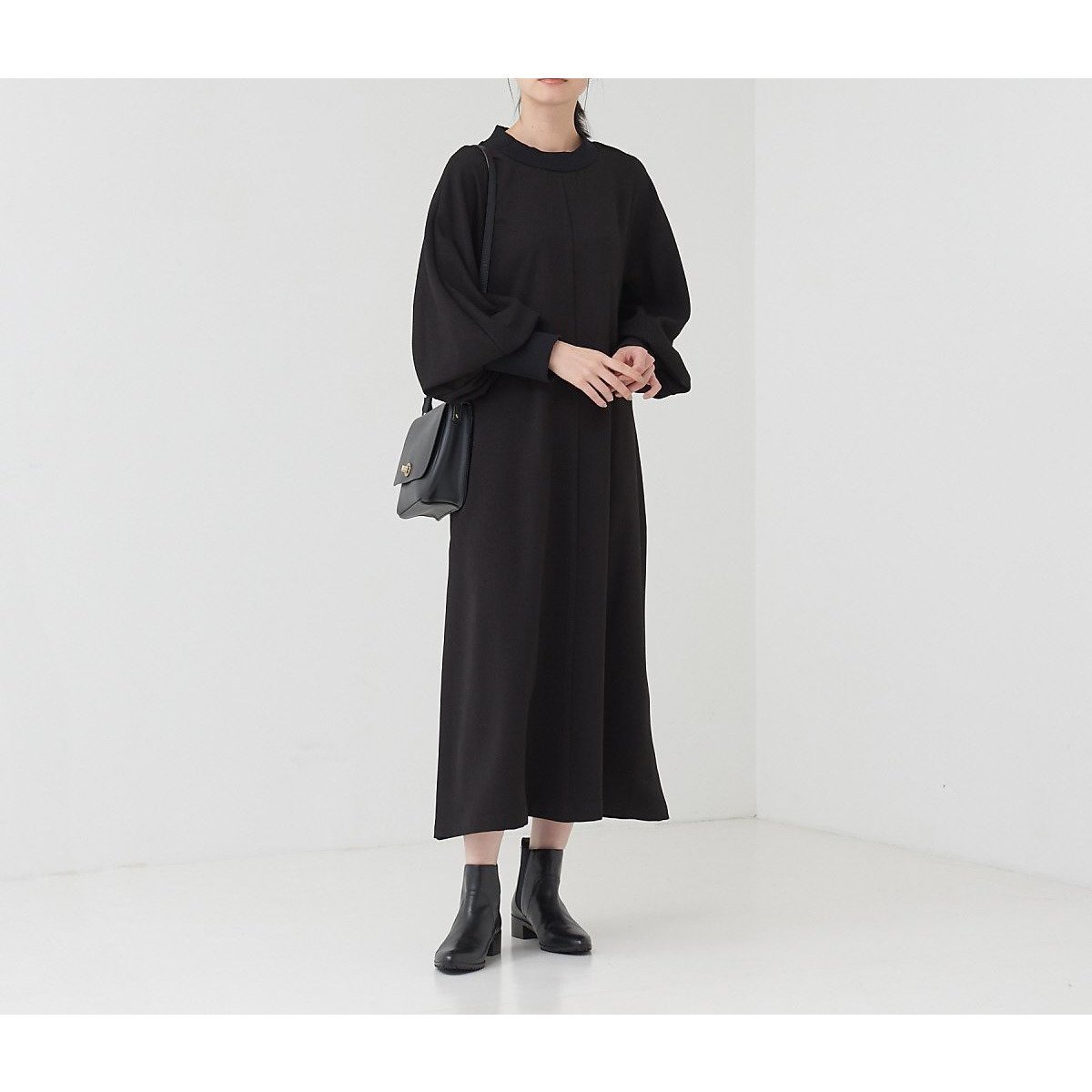 【コレックス/collex】の【WEB限定】ウールライクツイルワンピース インテリア・キッズ・メンズ・レディースファッション・服の通販 founy(ファニー) 　ファッション　Fashion　レディースファッション　Fashion for Women　ワンピース　Dresses　おすすめ　Recommended / Our Picks　シンプル　Simple, Minimal　ストール　Stole, Wrap　スリーブ　Sleeve, Long Sleeve / Short Sleeve　トレンド　Trend, Trending Now　バランス　Balance, Style Balance　マフラー　Scarf, Muffler　リボン　Ribbon, Bow　ロング　Long, Long-Length　ブラック|ID: prp329100004766218 ipo3291000000034509105