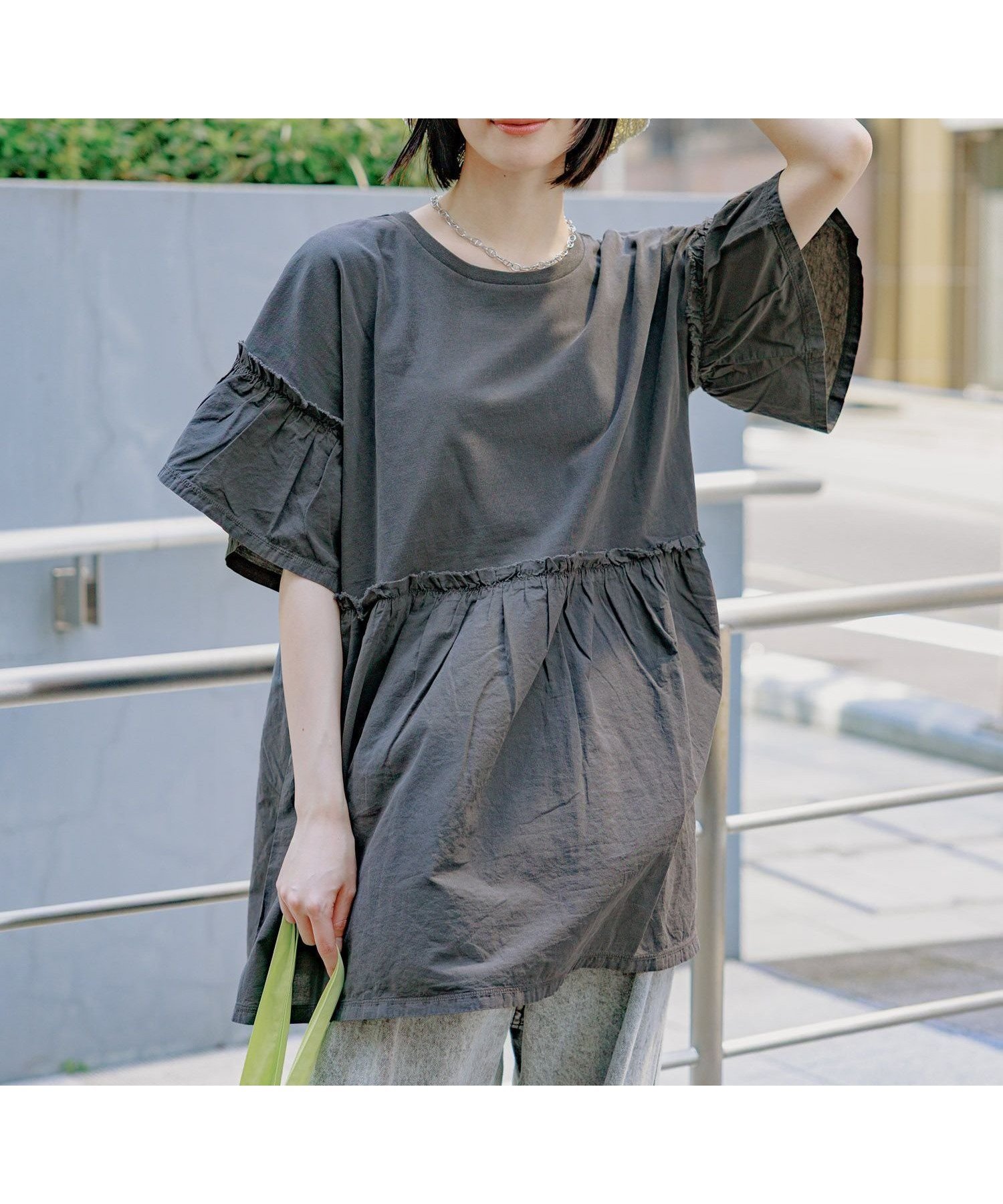 【ラコレ/LAKOLE】のピグメント切替チュニック 人気、トレンドファッション・服の通販 founy(ファニー) 　ファッション　Fashion　レディースファッション　Fashion for Women　トップス・カットソー　Cut & Sew Tops　おすすめ　Recommended / Our Picks　ストレート　Straight, Straight Cut　チュニック　Tunic, Long Top　ビンテージ　Vintage, Retro Style　フレア　Flare, Flared　切替　Switching, Contrast Panel　 other-1|ID: prp329100004766219 ipo3291000000034509106