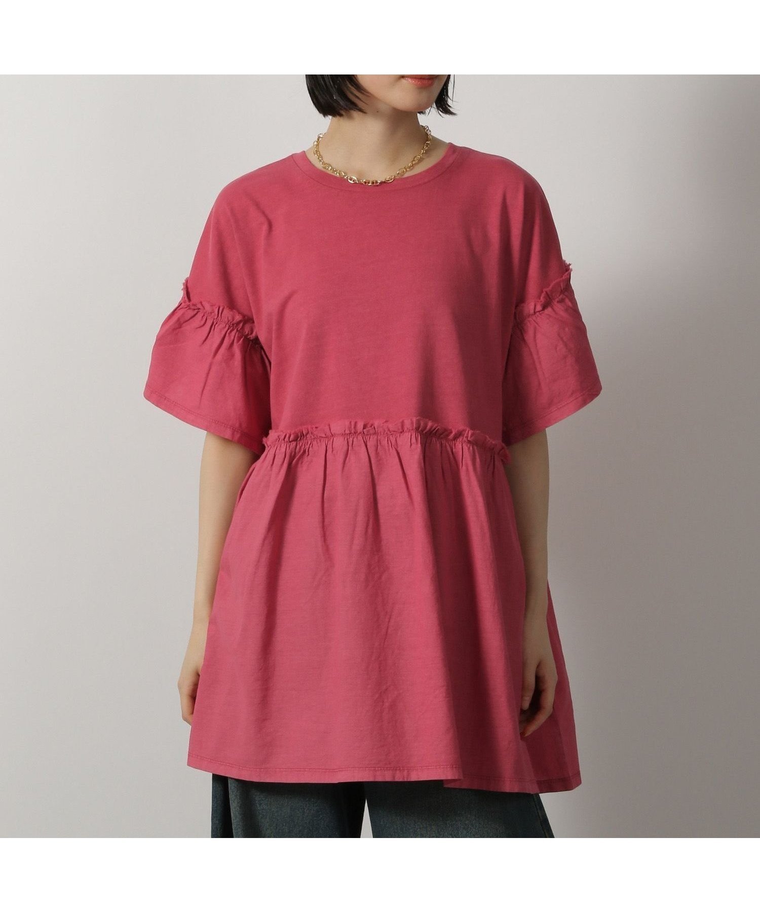 【ラコレ/LAKOLE】のピグメント切替チュニック インテリア・キッズ・メンズ・レディースファッション・服の通販 founy(ファニー) 　ファッション　Fashion　レディースファッション　Fashion for Women　トップス・カットソー　Cut & Sew Tops　おすすめ　Recommended / Our Picks　ストレート　Straight, Straight Cut　チュニック　Tunic, Long Top　ビンテージ　Vintage, Retro Style　フレア　Flare, Flared　切替　Switching, Contrast Panel　ベリー|ID: prp329100004766219 ipo3291000000034509109