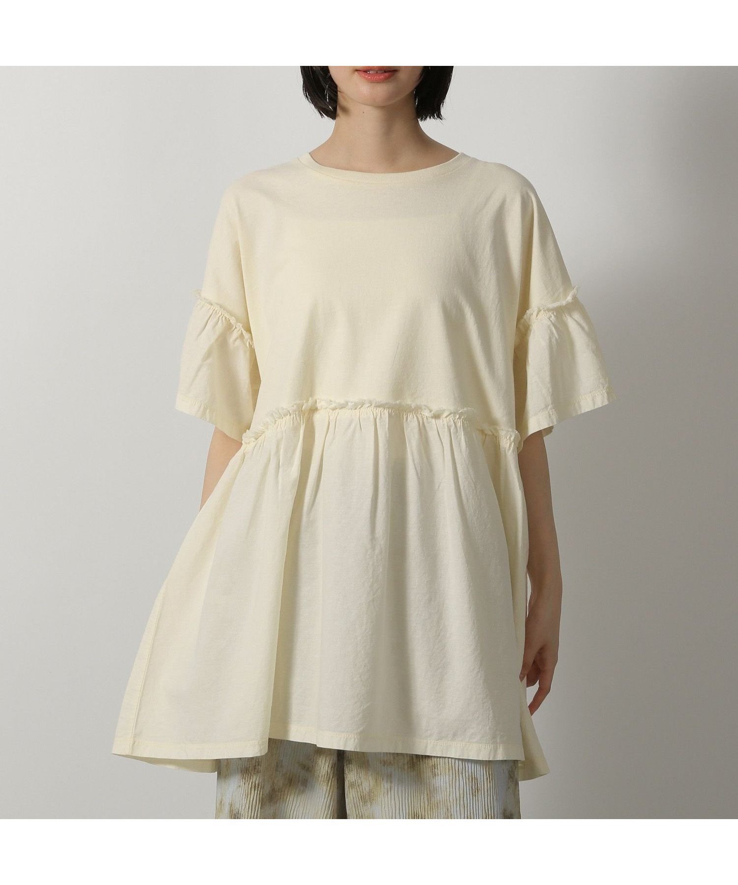 【ラコレ/LAKOLE】のピグメント切替チュニック インテリア・キッズ・メンズ・レディースファッション・服の通販 founy(ファニー) 　ファッション　Fashion　レディースファッション　Fashion for Women　トップス・カットソー　Cut & Sew Tops　おすすめ　Recommended / Our Picks　ストレート　Straight, Straight Cut　チュニック　Tunic, Long Top　ビンテージ　Vintage, Retro Style　フレア　Flare, Flared　切替　Switching, Contrast Panel　アイボリー|ID: prp329100004766219 ipo3291000000034509111