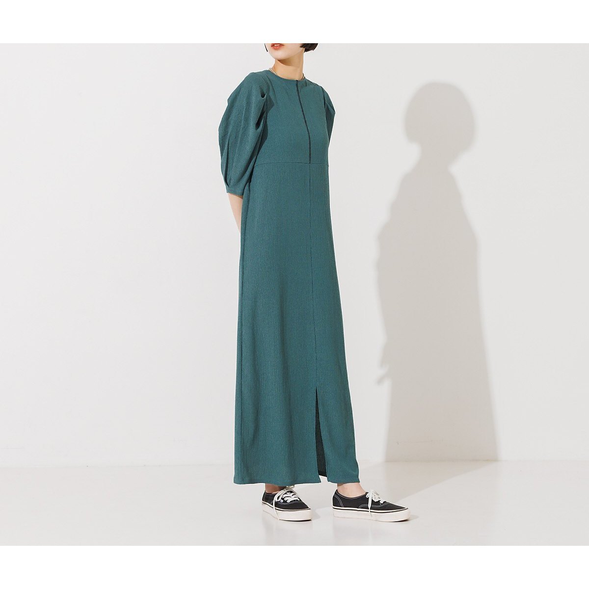 【ノミネ/NOMINE】の【前後着用可】2WAYドロストカットワンピース インテリア・キッズ・メンズ・レディースファッション・服の通販 founy(ファニー) 　ファッション　Fashion　レディースファッション　Fashion for Women　ワンピース　Dresses　おすすめ　Recommended / Our Picks　カットソー　Cut and Sewn Top　ギャザー　Gathered, Ruffled　サンダル　Sandals, Summer Shoes　スニーカー　Sneakers, Trainers　スピンドル　Spindle, Drawcord　ダークグリーン|ID: prp329100004766228 ipo3291000000034509162