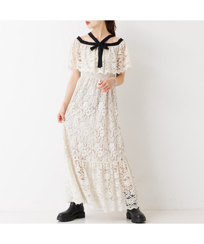 【ルージュヴィフラクレ/Rouge vif la cle】のバイカラーリボン レースワンピース インテリア・キッズ・メンズ・レディースファッション・服の通販 founy(ファニー) https://founy.com/ ファッション Fashion レディースファッション Fashion for Women ワンピース Dresses おすすめ Recommended / Our Picks ホリデーシーズン Holiday Season レース Lace, Lace Fabric |ID: prp329100004766250 ipo3291000000034509326