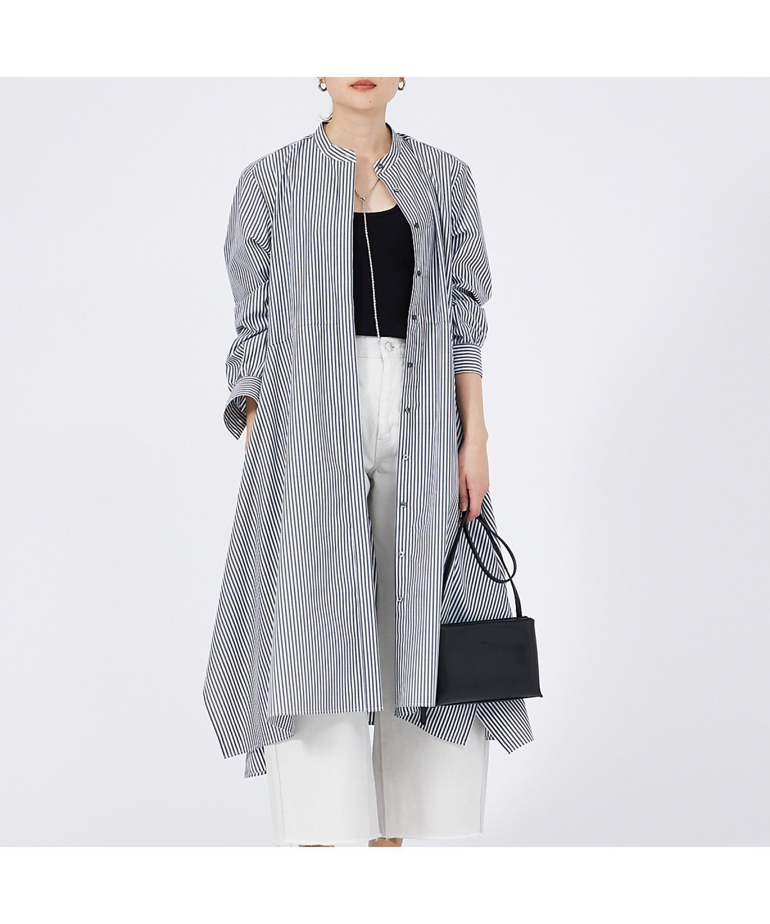 【カリテ/qualite】のイレギュラーヘムシャツワンピース インテリア・キッズ・メンズ・レディースファッション・服の通販 founy(ファニー) 　ファッション　Fashion　レディースファッション　Fashion for Women　ワンピース　Dresses　シャツワンピース / 1枚で着映えコーデ　Shirt Dresses　おすすめ　Recommended / Our Picks　イレヘム　Irregular Hemline　インナー　Innerwear　ギャザー　Gathered, Ruffled　スリーブ　Sleeve, Long Sleeve / Short Sleeve　デニム　Denim, Jeans Material　旅行　Travel　ブラック|ID: prp329100004766274 ipo3291000000034509493