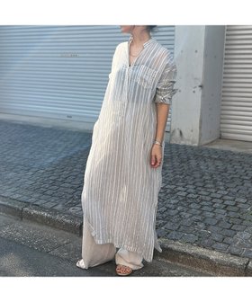 【ルージュヴィフラクレ/Rouge vif la cle】のシルク混シアーストライプ楊柳ワンピース 人気、トレンドファッション・服の通販 founy(ファニー) ファッション Fashion レディースファッション Fashion for Women ワンピース Dresses エアリー Airy Texture シアー Sheer, See-Through シルク Silk, 100% Silk ストライプ Stripe, Striped Pattern スリット Slit, Slit Detail ドレス Dress, One-Piece |ID:prp329100004766280