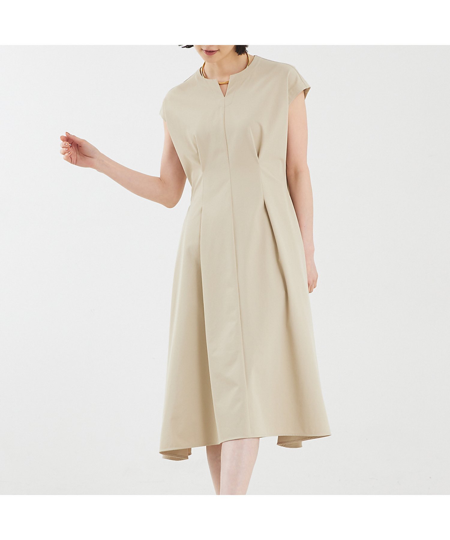 【カリテ/qualite】の2WAYストレッチワンピース インテリア・キッズ・メンズ・レディースファッション・服の通販 founy(ファニー) ファッション Fashion レディースファッション Fashion for Women ワンピース Dresses ストレッチ Stretch, Stretchy Fabric セットアップ Set-Up, Coordinated Outfit フレア Flare, Flared ブルゾン Blouson, Bomber Jacket ポケット Pocket, Pocket Detail エレガント 上品 Elegant 定番 Standard, Basic Item ベージュ|ID: prp329100004766285 ipo3291000000034509552