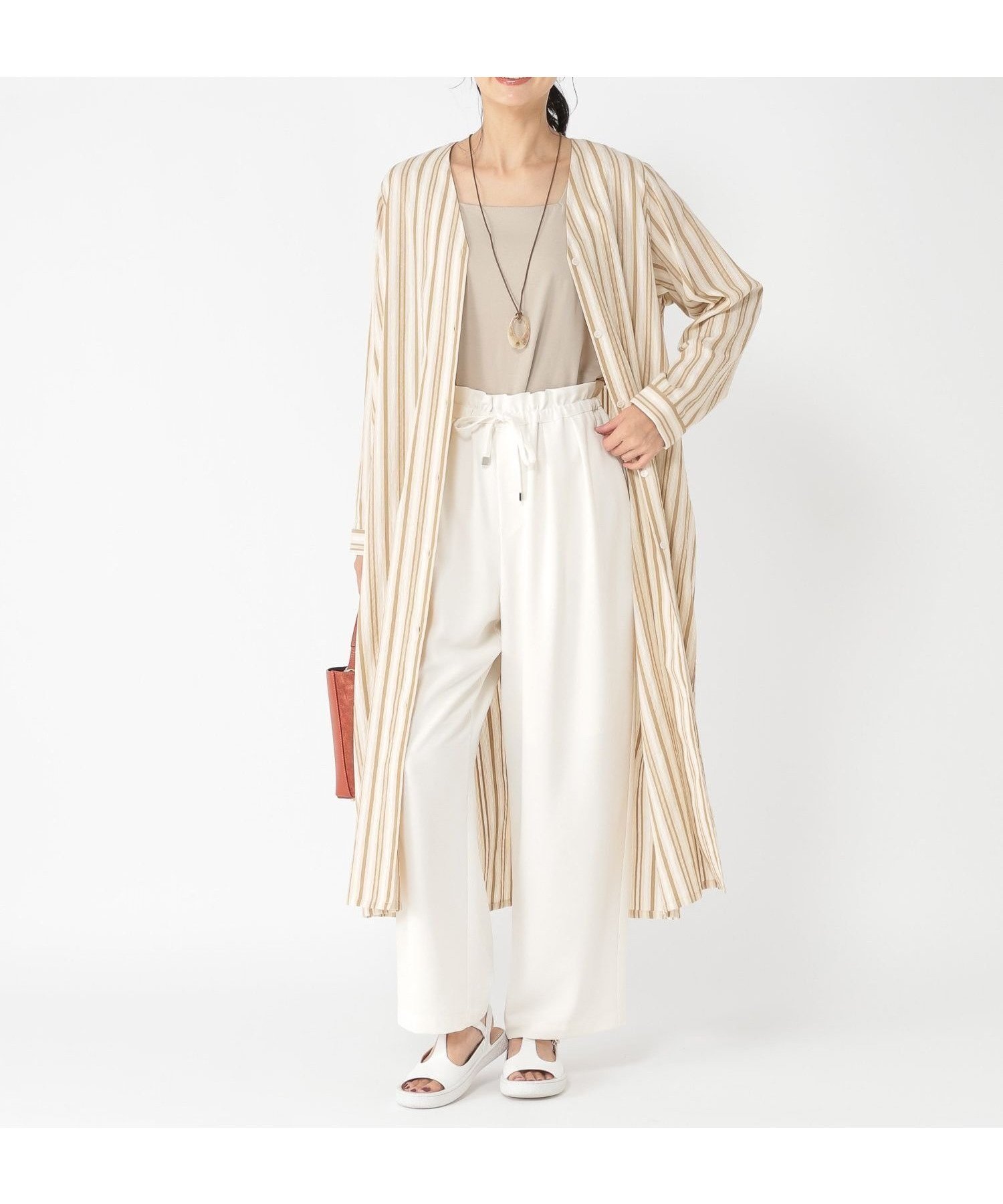 【スタディオ クリップ/studio CLIP】の《ウタオ》ストライプロングシャツワンピース インテリア・キッズ・メンズ・レディースファッション・服の通販 founy(ファニー) 　ファッション　Fashion　レディースファッション　Fashion for Women　ワンピース　Dresses　シャツワンピース / 1枚で着映えコーデ　Shirt Dresses　おすすめ　Recommended / Our Picks　インナー　Innerwear　ストライプ　Stripe, Striped Pattern　ボトム　Bottoms, Lower Wear　羽織　Haori, Light Jacket　ベージュ55|ID: prp329100004766313 ipo3291000000034509759