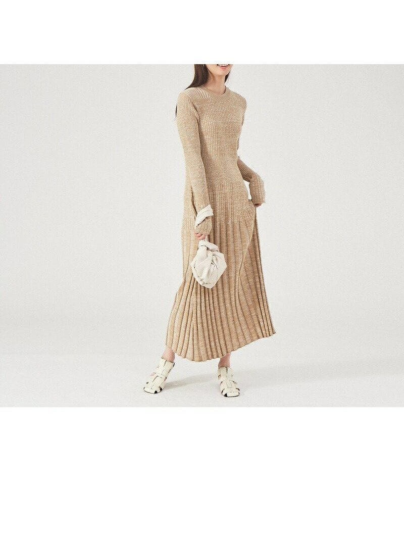 【カリテ/qualite】のリブニットワンピース インテリア・キッズ・メンズ・レディースファッション・服の通販 founy(ファニー) 　ファッション　Fashion　レディースファッション　Fashion for Women　ワンピース　Dresses　ニットワンピース　Knit Dresses　シンプル　Simple, Minimal　ジャケット　Jacket, Outerwear　フィット　Fit, Slim Fit　ランダム　Random, Irregular　リラックス　Relax, Relaxed Fit　ベージュ|ID: prp329100004766329 ipo3291000000034509853