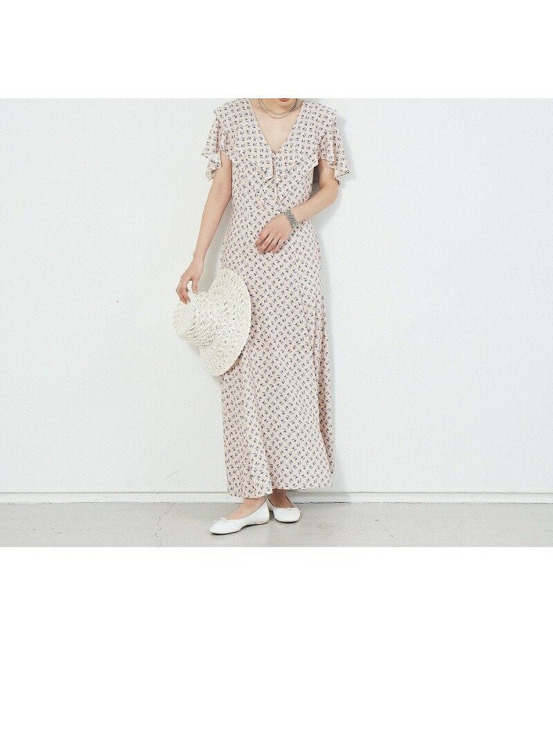 【ルージュヴィフラクレ/Rouge vif la cle】のフワラープリントワンピース インテリア・キッズ・メンズ・レディースファッション・服の通販 founy(ファニー) 　ファッション　Fashion　レディースファッション　Fashion for Women　ワンピース　Dresses　おすすめ　Recommended / Our Picks　スニーカー　Sneakers, Trainers　ダウン　Down, Puffer　トレンチ　Trench, Trench Coat　トレンド　Trend, Trending Now　フリル　Frill, Ruffle　マキシ　Maxi, Full Length　レトロ　Retro, Vintage Style　夏　Summer　旅行　Travel　春　Spring　S/S・春夏　SS, Spring/Summer, Warm Season　ピンク|ID: prp329100004766337 ipo3291000000034509910