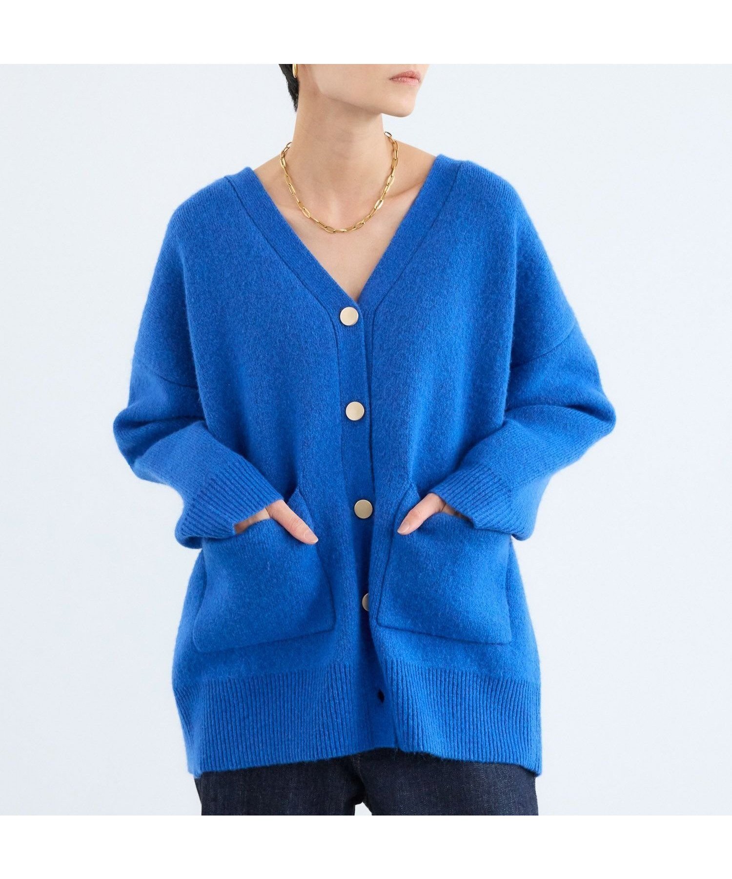 【バンヤードストーム/BARNYARDSTORM】のポケ付きWフェイスカーディガン / ハンドウォッシャブル【WEB限定カラー】 インテリア・キッズ・メンズ・レディースファッション・服の通販 founy(ファニー) 　ファッション　Fashion　レディースファッション　Fashion for Women　トップス・カットソー　Cut & Sew Tops　カーディガン・羽織り　Layered Style Cardigans　インナー　Innerwear　カットソー　Cut and Sewn Top　カーディガン　Cardigan, Knitwear　タートルネック　Turtleneck, High Neck　フェイス　Face, Facial Design　ポケット　Pocket, Pocket Detail　リラックス　Relax, Relaxed Fit　ブルー80|ID: prp329100004766543 ipo3291000000034950458
