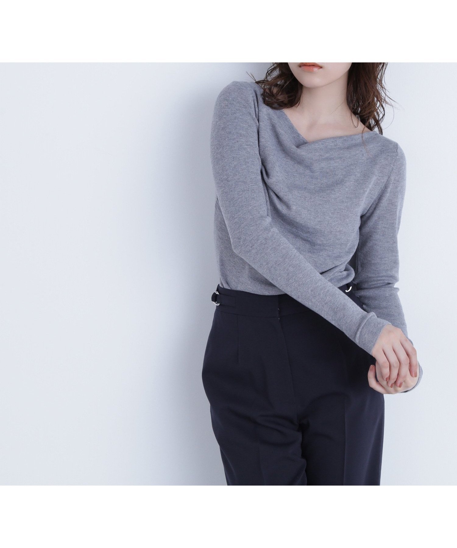 【ナチュラル ビューティー ベーシック/NATURAL BEAUTY BASIC】のドレープコンパクトニット インテリア・キッズ・メンズ・レディースファッション・服の通販 founy(ファニー) 　ファッション　Fashion　レディースファッション　Fashion for Women　トップス・カットソー　Cut & Sew Tops　ニット　Knit Tops & Sweaters　コンパクト　Compact, Small Size　デコルテ　Décolleté, Neckline　エレガント 上品　Elegant　杢グレー|ID: prp329100004766565 ipo3291000000034514063