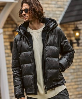 【シフォン/SHIFFON / MEN】のAKM Contemporary シープレザーレイヤードダウンジャケット 人気、トレンドファッション・服の通販 founy(ファニー) ファッション Fashion メンズファッション Fashion for Men キルティング Quilted, Quilting パターン Pattern, Design Print ポケット Pocket, Pocket Detail 防寒 Cold Protection, Winter-Ready リアル Real, Realistic エレガント 上品 Elegant |ID:prp329100004766583