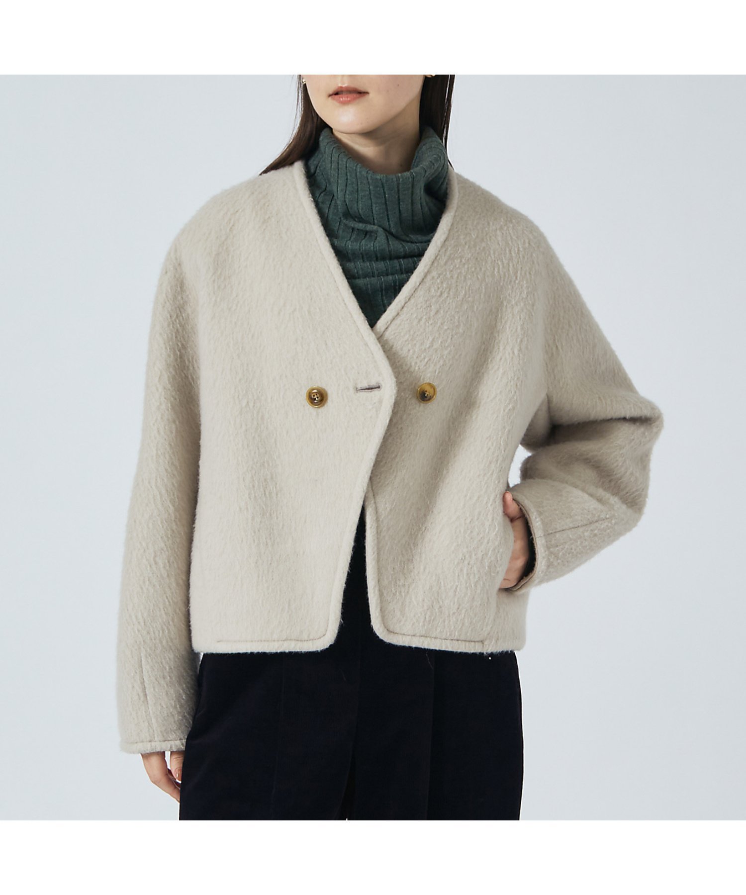 【カリテ/qualite】のモヘアシャギーショートコート インテリア・キッズ・メンズ・レディースファッション・服の通販 founy(ファニー) 　ファッション　Fashion　レディースファッション　Fashion for Women　アウター　Coat / Outerwear Collection　コート・ロングコート・ピーコート　Long Coats, Peacoats & More　おすすめ　Recommended / Our Picks　コラボ　Collaboration, Collab　ショート　Short, Short Length　フォルム　Silhouette, Form　ポケット　Pocket, Pocket Detail　ワイド　Wide, Wide Fit　グレージュ|ID: prp329100004766809 ipo3291000000034516434