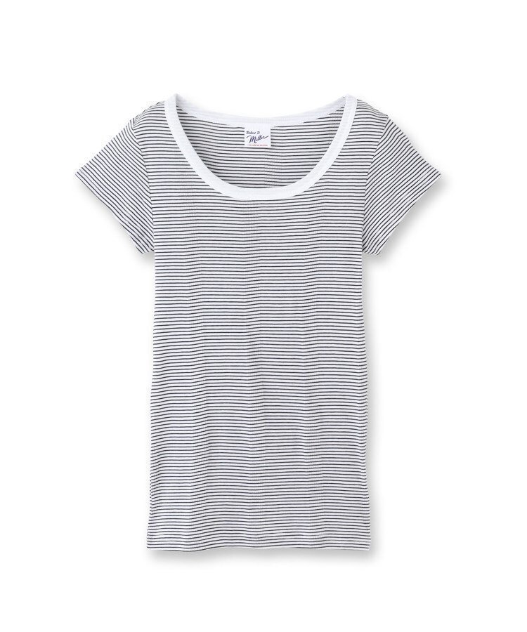 【ドレステリア/DRESSTERIOR】のRobert.P.Miller(ロベルト・ピー・ミラー)パネルリブボーダーUネックTシャツ インテリア・キッズ・メンズ・レディースファッション・服の通販 founy(ファニー) 　ファッション　Fashion　レディースファッション　Fashion for Women　トップス・カットソー　Cut & Sew Tops　シャツ・ブラウス・オフィスカジュアル　Elegant Blouses & Button-Ups　ロングTシャツ・Tシャツ　Longline T-Shirts & Tees　ベルト&ウエストマーク　Belts & Waist Accessories　インナー　Innerwear　フィット　Fit, Slim Fit　ホワイト|ID: prp329100004766835 ipo3291000000034517146