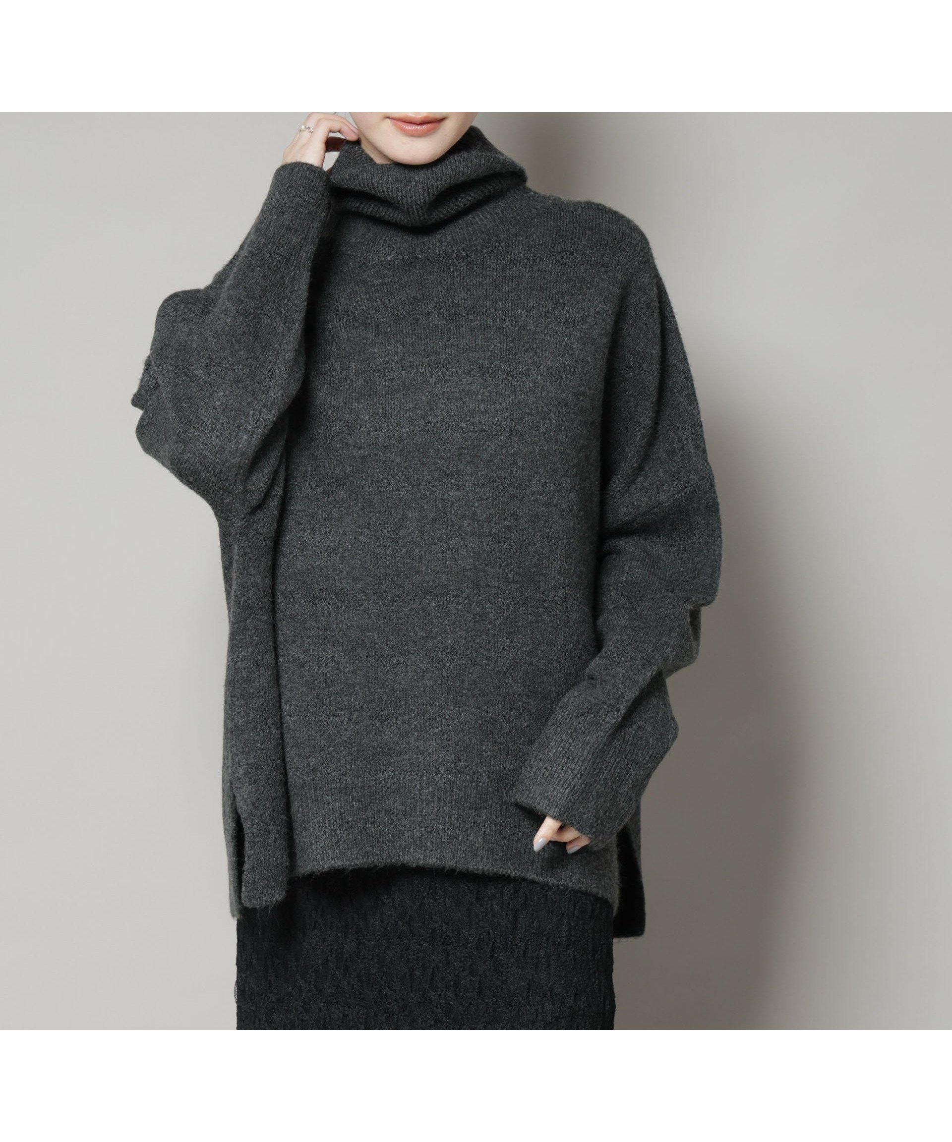 【ナノ ユニバース/nano universe】のタートルワイドシルエット圧縮ニット インテリア・キッズ・メンズ・レディースファッション・服の通販 founy(ファニー) 　ファッション　Fashion　レディースファッション　Fashion for Women　トップス・カットソー　Cut & Sew Tops　ニット　Knit Tops & Sweaters　ウォッシャブル　Machine Washable　シンプル　Simple, Minimal　タートル　Turtleneck, Turtle Collar　タートルネック　Turtleneck, High Neck　ワイド　Wide, Wide Fit　A/W・秋冬　Autumn/Winter　アウトレット　Outlet / Clearance　おすすめ　Recommended / Our Picks　エレガント 上品　Elegant　2025年　2025　2025-2026秋冬・A/W　Autumn/Winter 2025–26 AW25–26　チャコール3|ID: prp329100004766850 ipo3291000000034517593