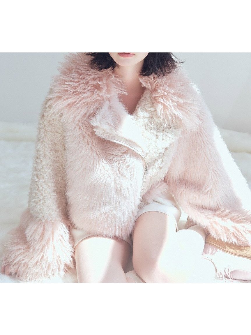 【ファーファー/FURFUR】のエコファーライダースジャケット インテリア・キッズ・メンズ・レディースファッション・服の通販 founy(ファニー) 　ファッション　Fashion　レディースファッション　Fashion for Women　アウター　Coat / Outerwear Collection　レディースジャケット・軽アウター　Jackets　ライダースジャケット / レザースタイル　Riders Jackets & Biker Style　スマート　Smart, Elegant　ボトム　Bottoms, Lower Wear　ロング　Long, Long-Length　ワイド　Wide, Wide Fit　PNK[066]|ID: prp329100004766875 ipo3291000000034518164