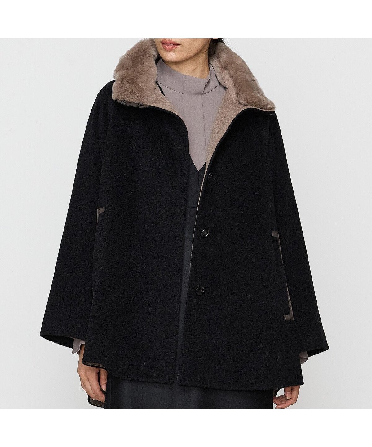 【コムサ/COMME CA】のアンゴラウール Aラインショートコート インテリア・キッズ・メンズ・レディースファッション・服の通販 founy(ファニー) 　ファッション　Fashion　レディースファッション　Fashion for Women　アウター　Coat / Outerwear Collection　コート・ロングコート・ピーコート　Long Coats, Peacoats & More　アンゴラ　Angora Knitwear　インナー　Innerwear　軽量　Lightweight, Ultra Light　ショート　Short, Short Length　スタンド　Stand Collar, Upright Stand　スリーブ　Sleeve, Long Sleeve / Short Sleeve　ドット　Polka Dot, Dot Pattern　ドレープ　Drape, Draping Fabric　定番　Standard, Basic Item　人気　Popular, Best Seller　フェミニン　Feminine, Girly　ポケット　Pocket, Pocket Detail　ワイド　Wide, Wide Fit　エレガント 上品　Elegant　05:ブラック|ID: prp329100004766887 ipo3291000000034518456