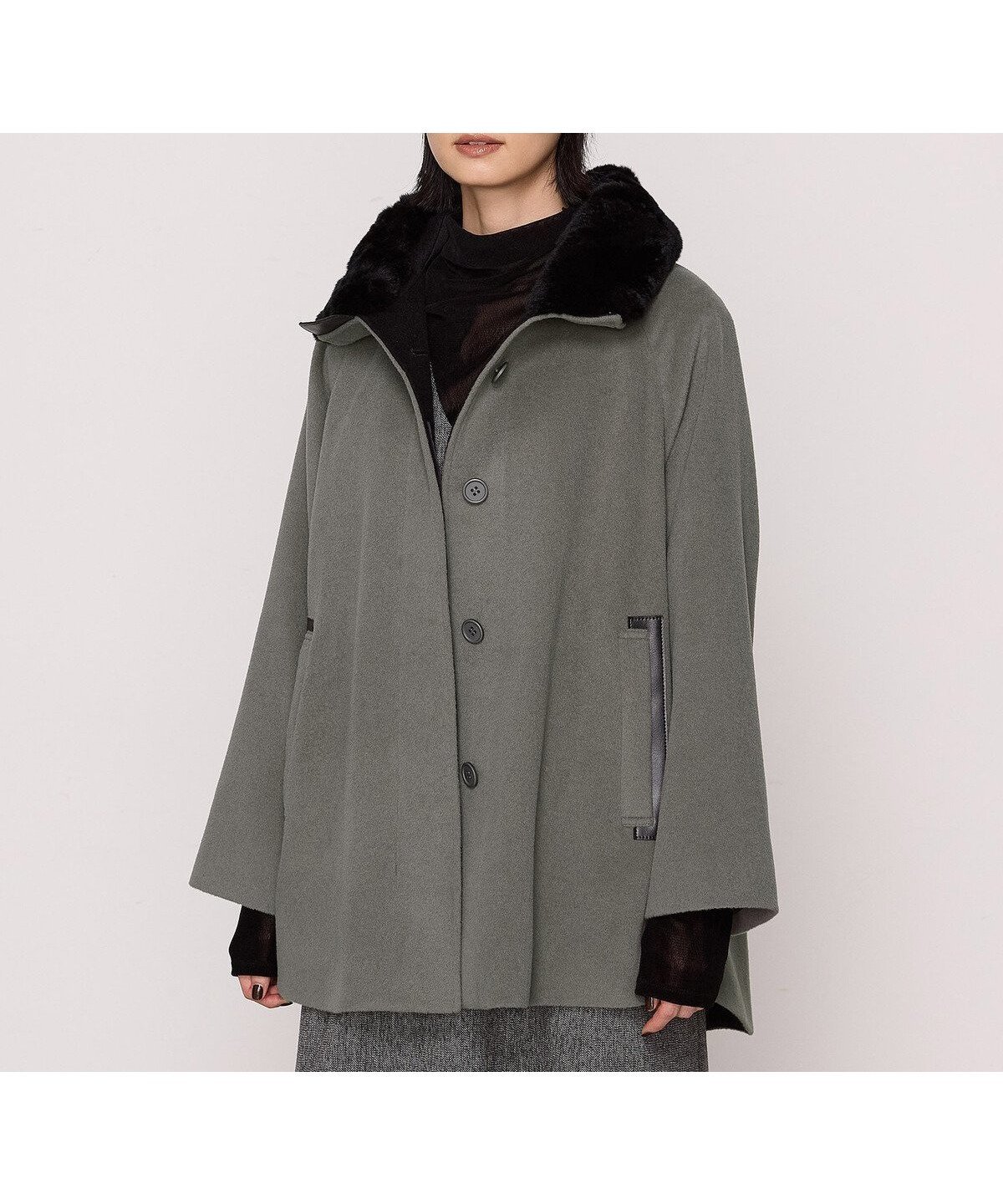 【コムサ/COMME CA】のアンゴラウール Aラインショートコート インテリア・キッズ・メンズ・レディースファッション・服の通販 founy(ファニー) 　ファッション　Fashion　レディースファッション　Fashion for Women　アウター　Coat / Outerwear Collection　コート・ロングコート・ピーコート　Long Coats, Peacoats & More　アンゴラ　Angora Knitwear　インナー　Innerwear　軽量　Lightweight, Ultra Light　ショート　Short, Short Length　スタンド　Stand Collar, Upright Stand　スリーブ　Sleeve, Long Sleeve / Short Sleeve　ドット　Polka Dot, Dot Pattern　ドレープ　Drape, Draping Fabric　定番　Standard, Basic Item　人気　Popular, Best Seller　フェミニン　Feminine, Girly　ポケット　Pocket, Pocket Detail　ワイド　Wide, Wide Fit　エレガント 上品　Elegant　21:グリーン|ID: prp329100004766887 ipo3291000000034518458