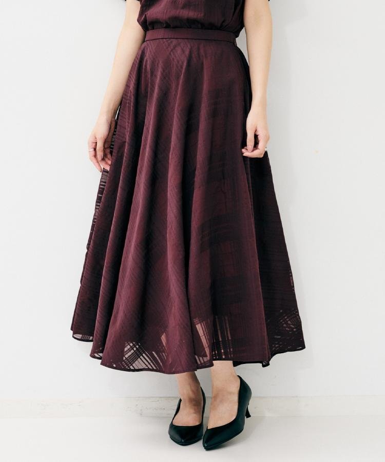 【アンタイトル/UNTITLED】の【秋カラー/セットアップ可/後ろウエストゴム】シアーチェックスカート インテリア・キッズ・メンズ・レディースファッション・服の通販 founy(ファニー) 　ファッション　Fashion　レディースファッション　Fashion for Women　セットアップ　Matching Sets　スカート・ミニ/ミディ/マキシ　Skirts / Mini, Midi & Maxi Skirts　おすすめ　Recommended / Our Picks　エアリー　Airy Texture　シアー　Sheer, See-Through　スマート　Smart, Elegant　セットアップ　Set-Up, Coordinated Outfit　チェック　Check, Plaid, Tartan　ビンテージ　Vintage, Retro Style　フレア　Flare, Flared　ポケット　Pocket, Pocket Detail　リラックス　Relax, Relaxed Fit　秋　Autumn　パープル|ID: prp329100004766890 ipo3291000000034518514