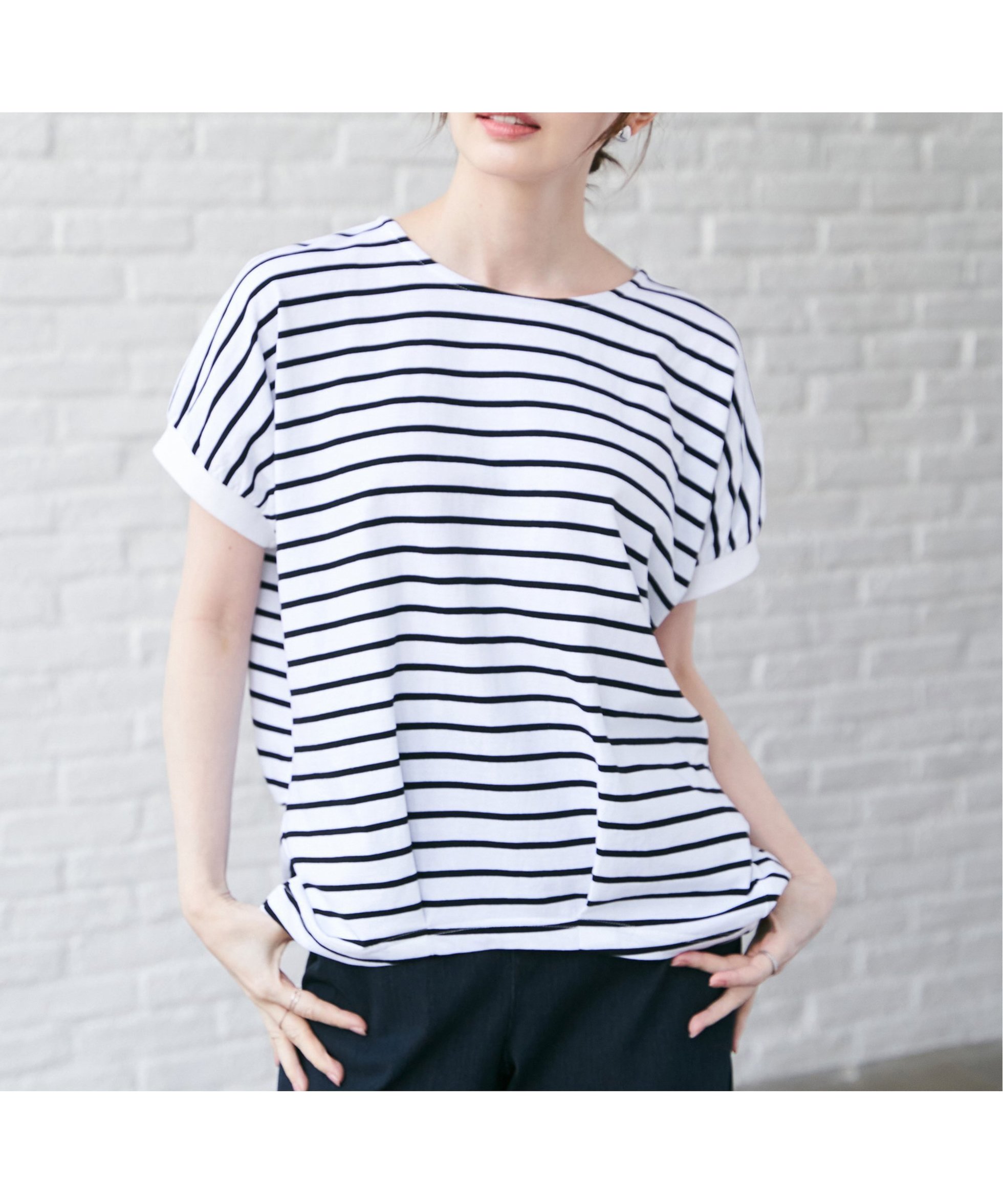 【イッカ/ikka】の【お得だ値】冷感ドルマンタックプルオーバー【接触冷感/親子コーデ】 人気、トレンドファッション・服の通販 founy(ファニー) 　ファッション　Fashion　レディースファッション　Fashion for Women　トップス・カットソー　Cut & Sew Tops　カジュアルプルオーバー・ニットトップス　Pullovers & Knit Tops / Casual Pullovers　オレンジ　Orange　ギャザー　Gathered, Ruffled　シンプル　Simple, Minimal　ダウン　Down, Puffer　フォルム　Silhouette, Form　ボーダー　Border, Stripe　無地　Plain, Solid Color　おすすめ　Recommended / Our Picks　夏　Summer　 other-1|ID: prp329100004766896 ipo3291000000034518686