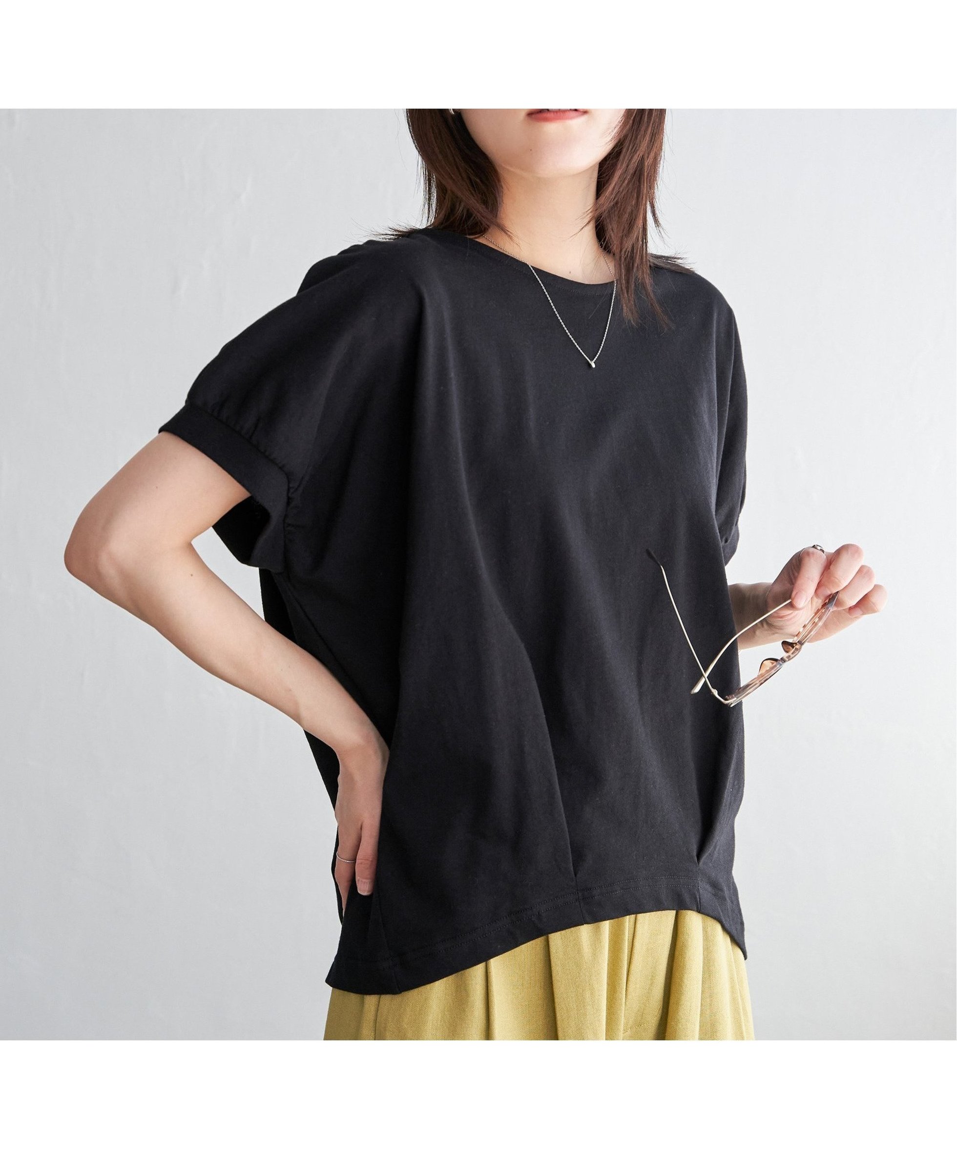 【イッカ/ikka】の【お得だ値】冷感ドルマンタックプルオーバー【接触冷感/親子コーデ】 インテリア・キッズ・メンズ・レディースファッション・服の通販 founy(ファニー) 　ファッション　Fashion　レディースファッション　Fashion for Women　トップス・カットソー　Cut & Sew Tops　カジュアルプルオーバー・ニットトップス　Pullovers & Knit Tops / Casual Pullovers　オレンジ　Orange　ギャザー　Gathered, Ruffled　シンプル　Simple, Minimal　ダウン　Down, Puffer　フォルム　Silhouette, Form　ボーダー　Border, Stripe　無地　Plain, Solid Color　おすすめ　Recommended / Our Picks　夏　Summer　ブラック|ID: prp329100004766896 ipo3291000000034518690