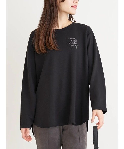 【ジェイ アンド シュプール/Re J&SUPURE】のシルキーダンボールロゴプリントプルオーバー(無地・ボーダー柄) インテリア・キッズ・メンズ・レディースファッション・服の通販 founy(ファニー) 　ファッション　Fashion　レディースファッション　Fashion for Women　トップス・カットソー　Cut & Sew Tops　カジュアルプルオーバー・ニットトップス　Pullovers & Knit Tops / Casual Pullovers　おすすめ　Recommended / Our Picks　インナー　Innerwear　コーデュロイ　Corduroy, Cord Fabric　シンプル　Simple, Minimal　ジャケット　Jacket, Outerwear　デニム　Denim, Jeans Material　パーカー　Hoodie, Parka　ベロア　Velour, Soft Velvet　ボーダー　Border, Stripe　ラウンド　Round, Round Neck　リラックス　Relax, Relaxed Fit　ワンポイント　One Point, Statement Accent　無地　Plain, Solid Color　黒|ID: prp329100004766898 ipo3291000000034582822