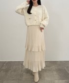 【ジュノア/JUNOAH】のCENEA (薄手)金ボタンシャギーニットカーディガン+プリーツスカートset アイボリー|ID: prp329100004766935 ipo3291000000034519219