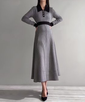 【ジュノア/JUNOAH】の千鳥チェックビジュー釦ニットワンピース 人気、トレンドファッション・服の通販 founy(ファニー) ファッション Fashion レディースファッション Fashion for Women ワンピース Dresses ニットワンピース Knit Dresses |ID:prp329100004766956