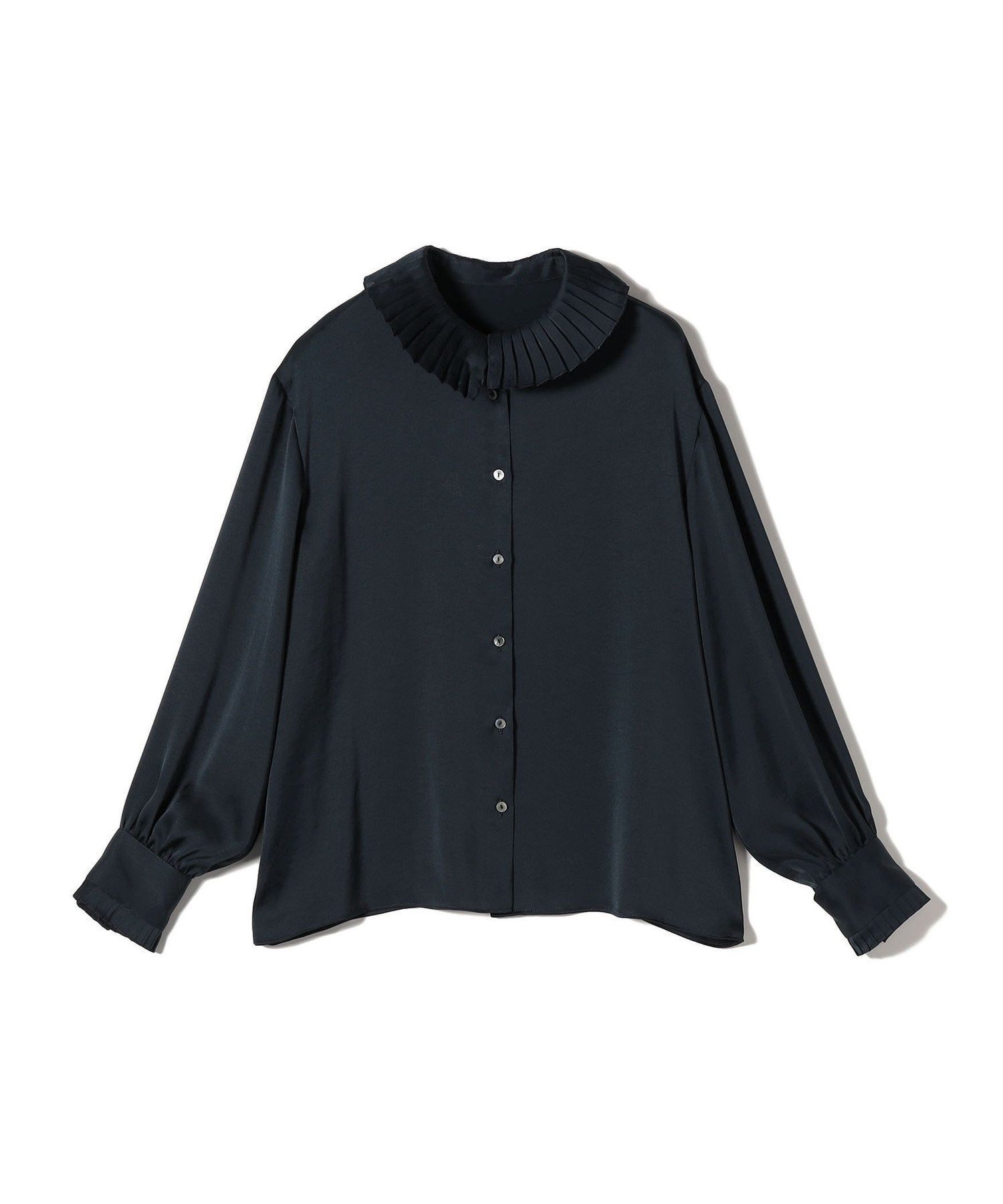 【シップス フォー ウィメン/SHIPS】の手洗い可能 ヴィンテージ サテン 襟 プリーツ ブラウス インテリア・キッズ・メンズ・レディースファッション・服の通販 founy(ファニー) 　ファッション　Fashion　レディースファッション　Fashion for Women　トップス・カットソー　Cut & Sew Tops　シャツ・ブラウス・オフィスカジュアル　Elegant Blouses & Button-Ups　おすすめ　Recommended / Our Picks　カフス　Cuff Design　サテン　Satin, Glossy Fabric　ジャケット　Jacket, Outerwear　スラックス　Slacks, Dress Pants　デニム　Denim, Jeans Material　プリーツ　Pleats, Pleated　ボトム　Bottoms, Lower Wear　ヴィンテージ　Vintage Style　エレガント 上品　Elegant　冬　Winter / This Winter　ネイビー|ID: prp329100004767064 ipo3291000000034521127