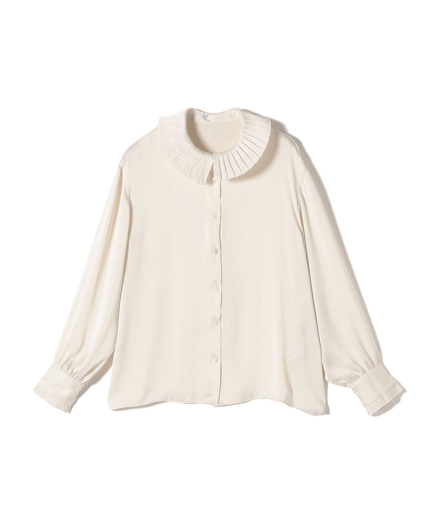 【シップス フォー ウィメン/SHIPS】の手洗い可能 ヴィンテージ サテン 襟 プリーツ ブラウス インテリア・キッズ・メンズ・レディースファッション・服の通販 founy(ファニー) 　ファッション　Fashion　レディースファッション　Fashion for Women　トップス・カットソー　Cut & Sew Tops　シャツ・ブラウス・オフィスカジュアル　Elegant Blouses & Button-Ups　おすすめ　Recommended / Our Picks　カフス　Cuff Design　サテン　Satin, Glossy Fabric　ジャケット　Jacket, Outerwear　スラックス　Slacks, Dress Pants　デニム　Denim, Jeans Material　プリーツ　Pleats, Pleated　ボトム　Bottoms, Lower Wear　ヴィンテージ　Vintage Style　エレガント 上品　Elegant　冬　Winter / This Winter　オフホワイト|ID: prp329100004767064 ipo3291000000034521130