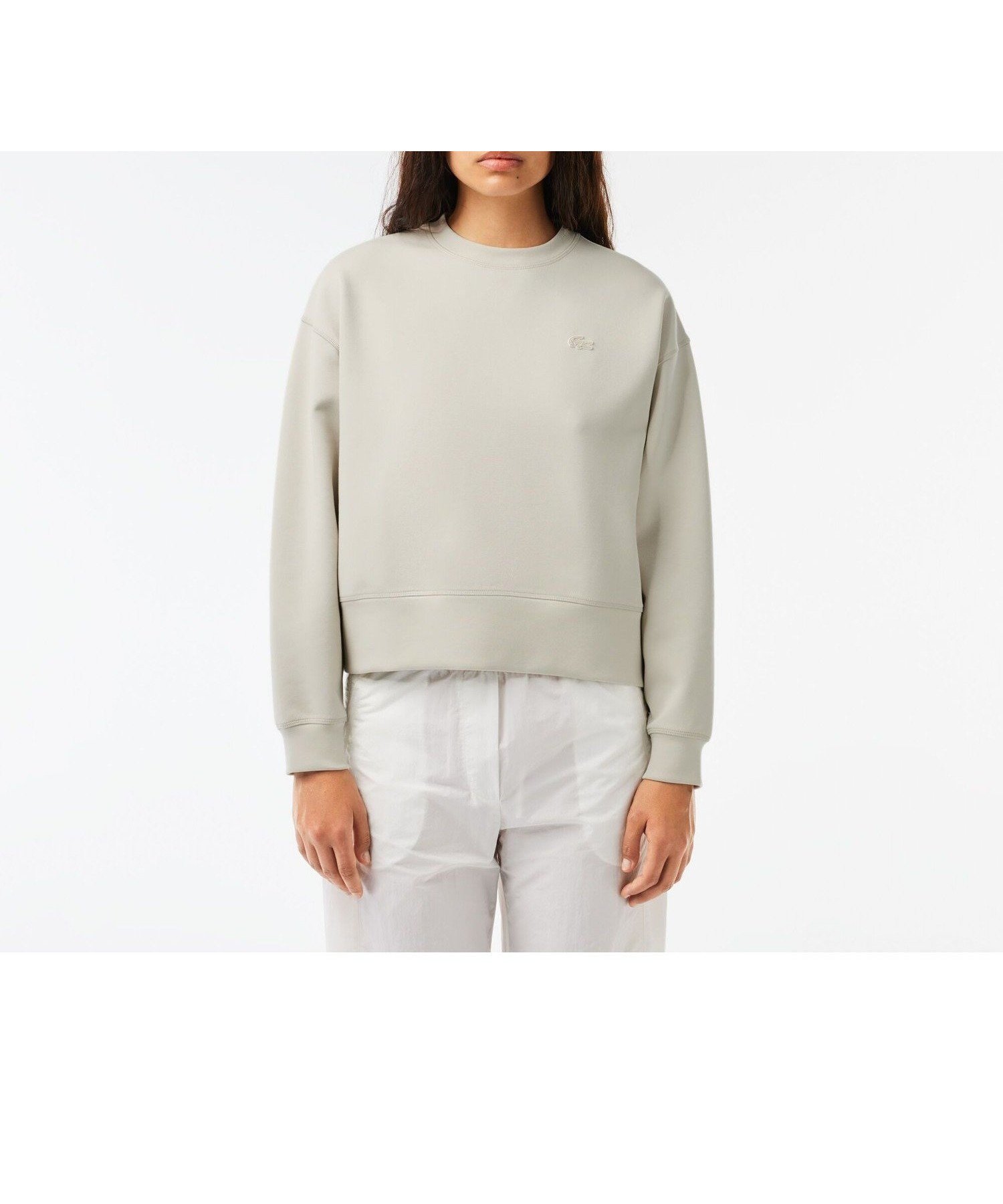 【ラコステ/LACOSTE】のクロップド丈 オーバーサイズクルーネックスウェット トレーナー インテリア・キッズ・メンズ・レディースファッション・服の通販 founy(ファニー) 　ファッション　Fashion　レディースファッション　Fashion for Women　トップス・カットソー　Cut & Sew Tops　レディースパーカー・カジュアルフーディー　Casual Hoodies & Sweatshirts　スウェット・クルーネックトップス　Sweatshirts & Crewnecks / Relaxed Fit Sweat Tops　クロップド　Cropped, Short Length　シンプル　Simple, Minimal　スウェット / スエット　Sweatshirt, Sweatwear　セットアップ　Set-Up, Coordinated Outfit　トレーナー　Sweatshirt, Trainer　ラバー　Rubber, Rubber Sole　ワイド　Wide, Wide Fit　サンドベージュ|ID: prp329100004767131 ipo3291000000034626113
