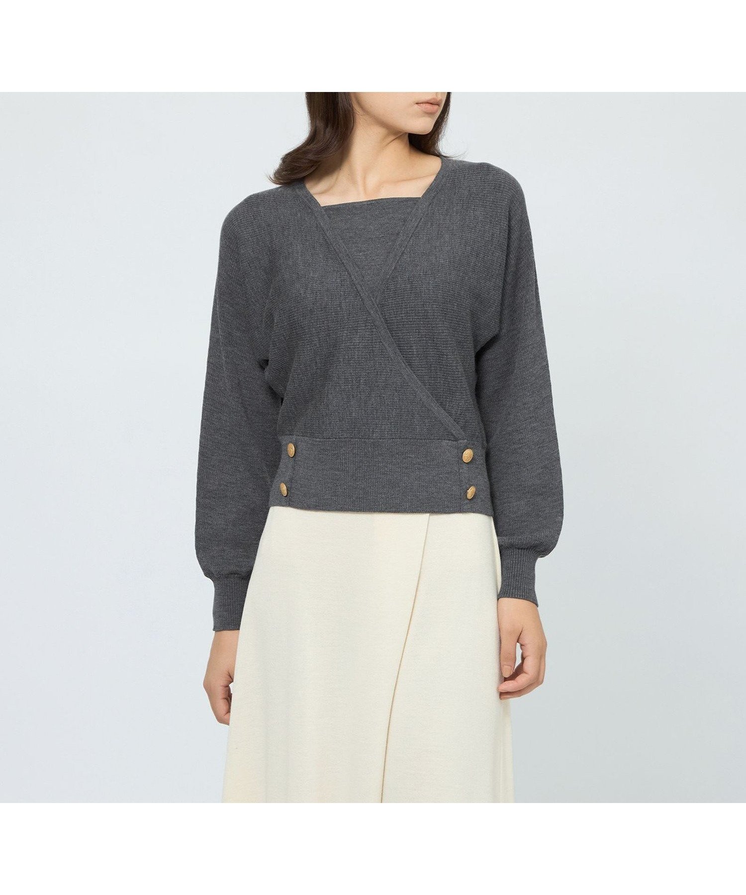 【エポカ/EPOCA】の【WEB 一部店舗限定】 ウォッシャブルウール カシュクールリブニット インテリア・キッズ・メンズ・レディースファッション・服の通販 founy(ファニー) 　ファッション　Fashion　レディースファッション　Fashion for Women　トップス・カットソー　Cut & Sew Tops　ニット　Knit Tops & Sweaters　おすすめ　Recommended / Our Picks　インナー　Innerwear　ウォッシャブル　Machine Washable　シンプル　Simple, Minimal　ボトム　Bottoms, Lower Wear　冬　Winter / This Winter　秋　Autumn　グレー|ID: prp329100004767184 ipo3291000000034523171