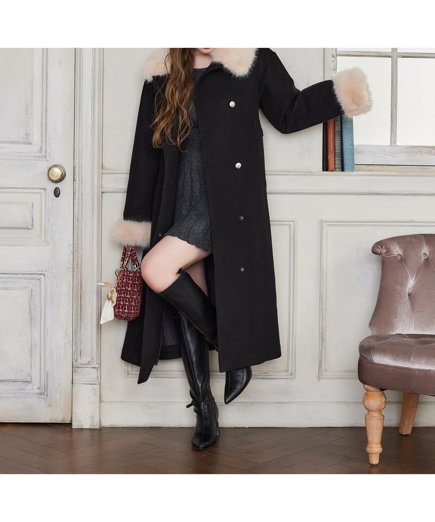 【ナイスクラップ/NICE CLAUP】の【HolidayCollection】ファー付マルチロングコート 人気、トレンドファッション・服の通販 founy(ファニー) 　ファッション　Fashion　レディースファッション　Fashion for Women　アウター　Coat / Outerwear Collection　コート・ロングコート・ピーコート　Long Coats, Peacoats & More　ガーリー　Girly, Feminine Style　クラシカル　Classical, Vintage-Inspired　ショート　Short, Short Length　フロント　Front, Front Design　リボン　Ribbon, Bow　レース　Lace, Lace Fabric　ロング　Long, Long-Length　冬　Winter / This Winter　再入荷　Restock / Back in Stock　おすすめ　Recommended / Our Picks　エレガント 上品　Elegant　2025年　2025　2025-2026秋冬・A/W　Autumn/Winter 2025–26 AW25–26　 other-1|ID: prp329100004767675 ipo3291000000034631710