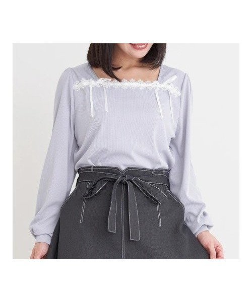 【ジェイ アンド シュプール/Re J&SUPURE】のレース×リボンスクエアネックトップス 人気、トレンドファッション・服の通販 founy(ファニー) ファッション Fashion レディースファッション Fashion for Women トップス・カットソー Cut & Sew Tops ギャザー Gathered, Ruffled ジーンズ Jeans, Denim Pants デコルテ Décolleté, Neckline フェミニン Feminine, Girly リボン Ribbon, Bow レース Lace, Lace Fabric other-1|ID: prp329100004767680 ipo3291000000034632646
