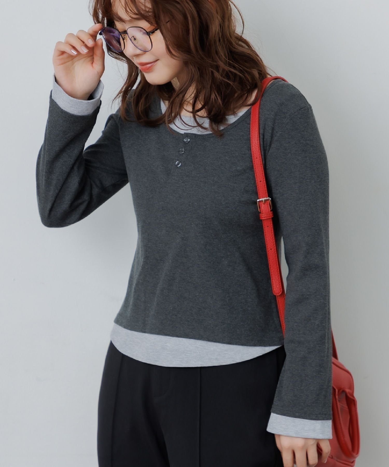 【レトロガール/RETRO GIRL】のレイヤード風テレコCT 人気、トレンドファッション・服の通販 founy(ファニー) 　ファッション　Fashion　レディースファッション　Fashion for Women　アウター　Coat / Outerwear Collection　インナー　Innerwear　シンプル　Simple, Minimal　スリーブ　Sleeve, Long Sleeve / Short Sleeve　テレコ　Ribbed, Rib Stitch　トレンド　Trend, Trending Now　フレア　Flare, Flared　ベーシック　Basic, Essential　ボトム　Bottoms, Lower Wear　秋　Autumn　 other-1|ID: prp329100004767734 ipo3291000000034529424