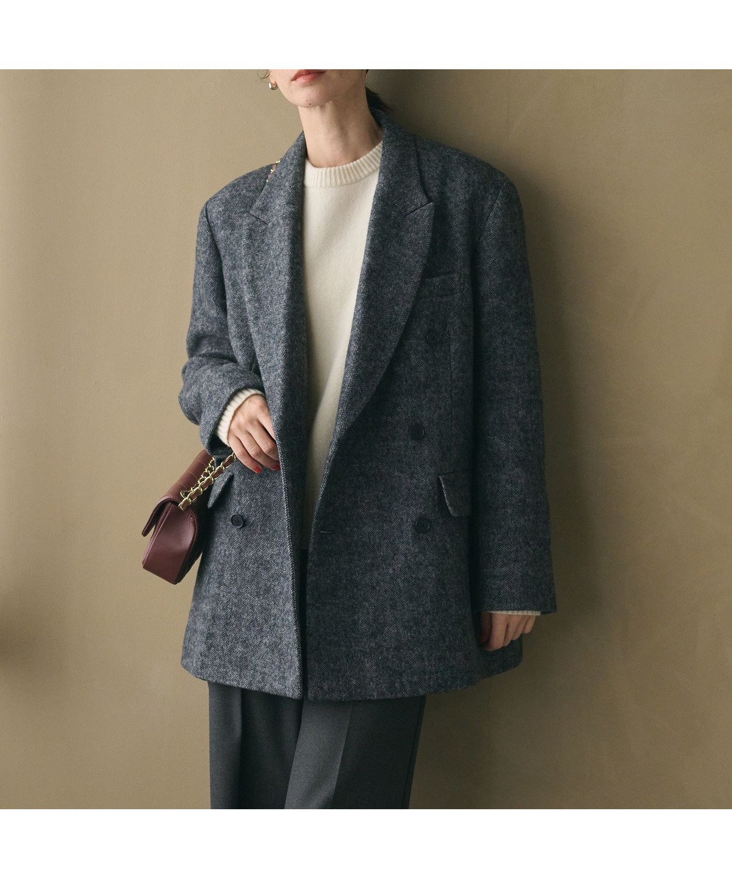 【ビューティ&ユース ユナイテッドアローズ/BEAUTY&YOUTH / UNITED ARROWS】の毛ブレンド ヘリンボーン ジャケットコート インテリア・キッズ・メンズ・レディースファッション・服の通販 founy(ファニー) 　ファッション　Fashion　レディースファッション　Fashion for Women　アウター　Coat / Outerwear Collection　コート・ロングコート・ピーコート　Long Coats, Peacoats & More　レディースジャケット・軽アウター　Jackets　インナー　Innerwear　シアー　Sheer, See-Through　ジャケット　Jacket, Outerwear　スラックス　Slacks, Dress Pants　ダブル　Double, Double-Breasted　デニム　Denim, Jeans Material　フェイス　Face, Facial Design　無地　Plain, Solid Color　DK.GRAY|ID: prp329100004767770 ipo3291000000035140982