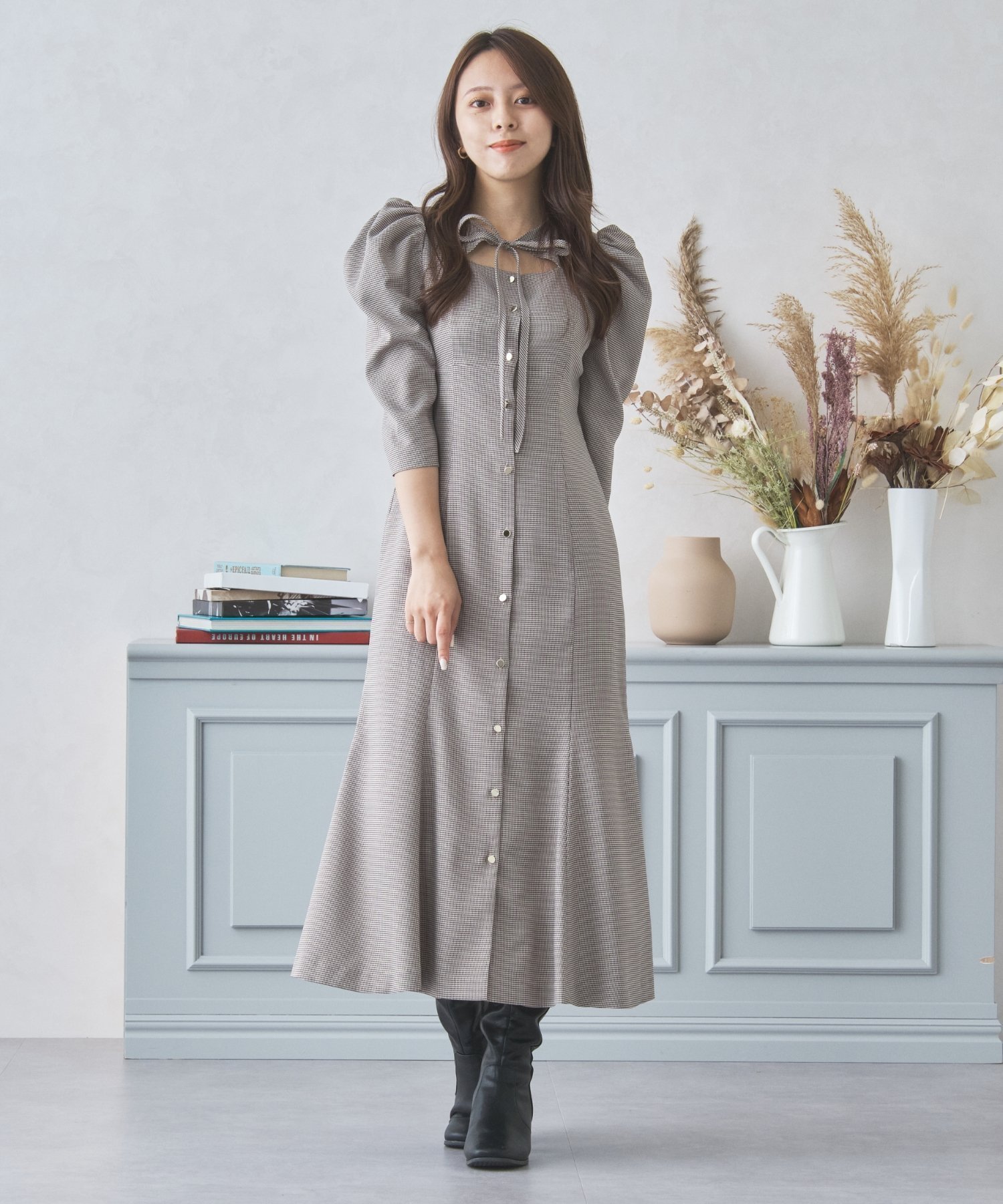 【ミッシュマッシュ/MISCH MASCH】の【2024秋冬新作】チドリチェックリボンワンピース/MM437404 インテリア・キッズ・メンズ・レディースファッション・服の通販 founy(ファニー) ファッション Fashion レディースファッション Fashion for Women ワンピース Dresses 2024年 2024 2024-2025秋冬・A/W Autumn/Winter 2024–25 AW24–25 ギャザー Gathered, Ruffled クラシカル Classical, Vintage-Inspired スリーブ Sleeve, Long Sleeve / Short Sleeve チェック Check, Plaid, Tartan フェミニン Feminine, Girly ポケット Pocket, Pocket Detail マーメイド Mermaid, Fishtail Silhouette リボン Ribbon, Bow 秋 Autumn A/W・秋冬 Autumn/Winter ブラウン|ID: prp329100004767781 ipo3291000000034530091