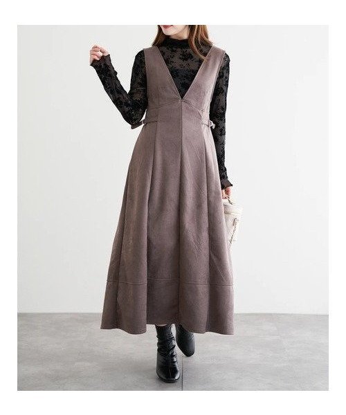 【ルディックパーク/LUDIC PARK】のバックリボンスエードポンチジャンパースカート インテリア・キッズ・メンズ・レディースファッション・服の通販 founy(ファニー) https://founy.com/ ファッション Fashion レディースファッション Fashion for Women スカート Skirts インナー Innerwear タートルネック Turtleneck, High Neck フェミニン Feminine, Girly フレア Flare, Flared ポケット Pocket, Pocket Detail リボン Ribbon, Bow 冬 Winter / This Winter 秋 Autumn |ID: prp329100004767802 ipo3291000000034587870