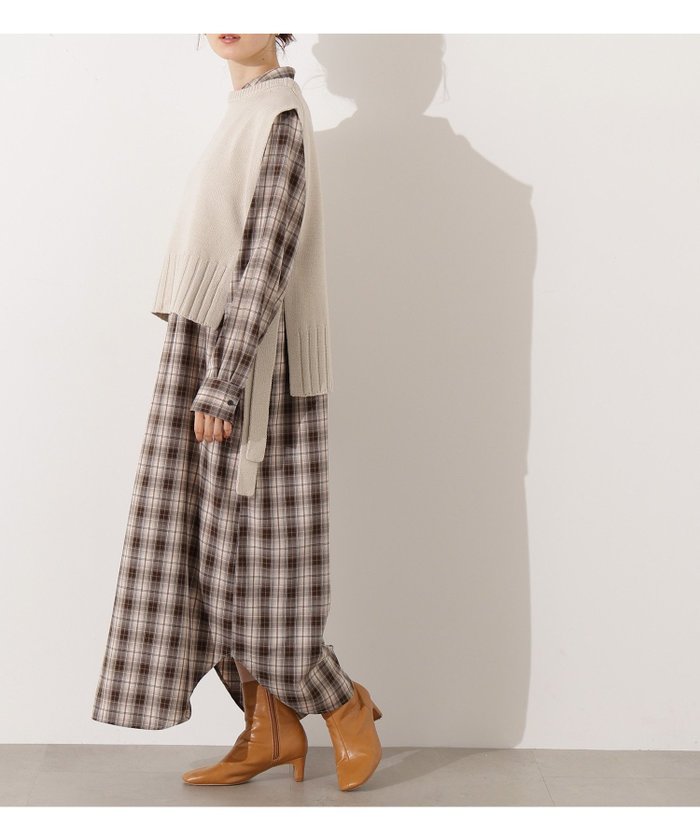 【エヌ ナチュラルビューティーベーシック/N.Natural Beauty basic】のニットベストセットチェックワンピース インテリア・キッズ・メンズ・レディースファッション・服の通販 founy(ファニー) https://founy.com/ ファッション Fashion レディースファッション Fashion for Women アウター Coat / Outerwear Collection チェック Check, Plaid, Tartan トレンド Trend, Trending Now ベスト Vest, Waistcoat |ID: prp329100004767847 ipo3291000000034530896