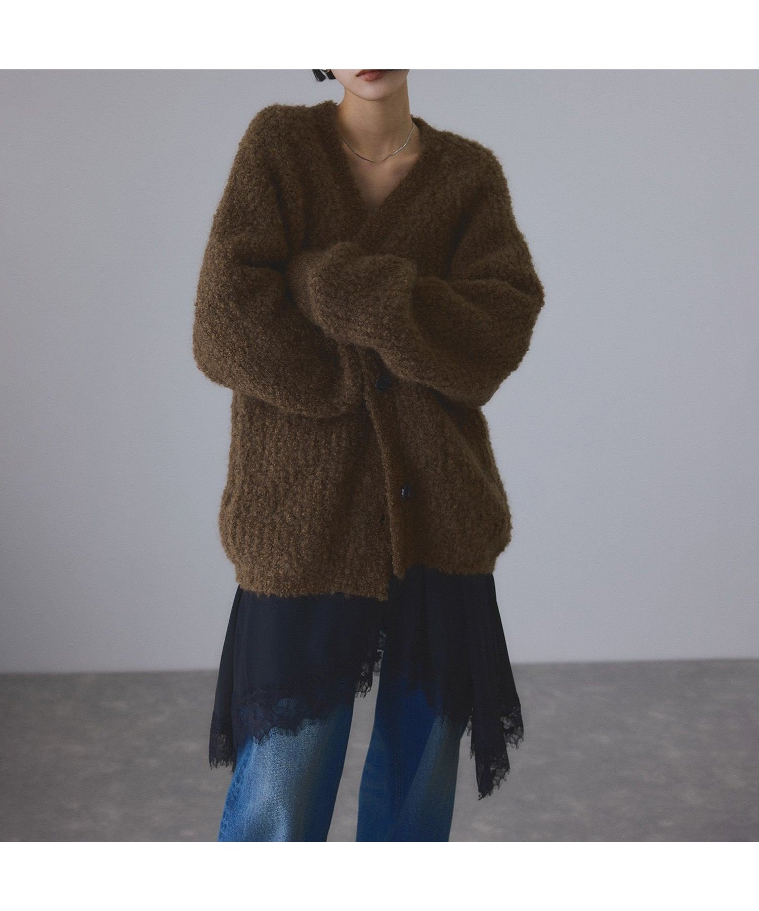 【アダム エ ロペ/ADAM ET ROPE'】のモヘヤウールニットカーディガンブルゾン インテリア・キッズ・メンズ・レディースファッション・服の通販 founy(ファニー) 　ファッション　Fashion　レディースファッション　Fashion for Women　トップス・カットソー　Cut & Sew Tops　ニット　Knit Tops & Sweaters　カーディガン・羽織り　Layered Style Cardigans　インナー　Innerwear　スラックス　Slacks, Dress Pants　スリーブ　Sleeve, Long Sleeve / Short Sleeve　ダウン　Down, Puffer　デニム　Denim, Jeans Material　フォルム　Silhouette, Form　ブルゾン　Blouson, Bomber Jacket　ポケット　Pocket, Pocket Detail　ワイド　Wide, Wide Fit　おすすめ　Recommended / Our Picks　2025年　2025　2025-2026秋冬・A/W　Autumn/Winter 2025–26 AW25–26　ブラウン(22)|ID: prp329100004767866 ipo3291000000034820741
