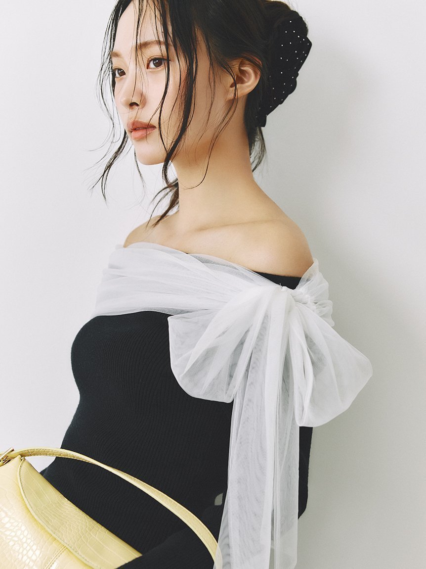 【フレイ アイディー/FRAY I.D】の3wayリボンオフショルニットプルオーバー 人気、トレンドファッション・服の通販 founy(ファニー) 　ファッション　Fashion　レディースファッション　Fashion for Women　トップス・カットソー　Cut & Sew Tops　ニット　Knit Tops & Sweaters　カジュアルプルオーバー・ニットトップス　Pullovers & Knit Tops / Casual Pullovers　コンパクト　Compact, Small Size　シンプル　Simple, Minimal　スマート　Smart, Elegant　チュール　Tulip, Tulip Motif　バランス　Balance, Style Balance　パーティ　Party, Party Style　ビッグ　Big, Oversized　フィット　Fit, Slim Fit　フォルム　Silhouette, Form　リボン　Ribbon, Bow　ワンショル　One Shoulder, Asymmetrical　 other-1|ID: prp329100004767869 ipo3291000000034936619